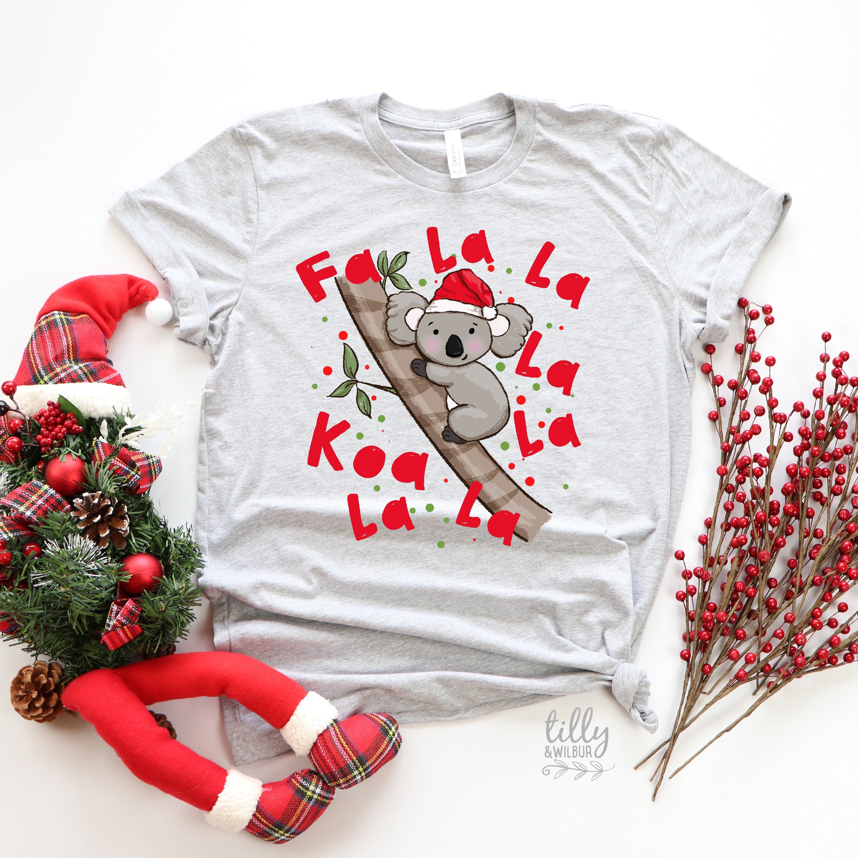 Fa La La La La Koala La T-Shirt - Christmas Holiday Funny Graphic Tee for Men & Women | Perfect for Xmas Parties, Gifts & Festive Outfits