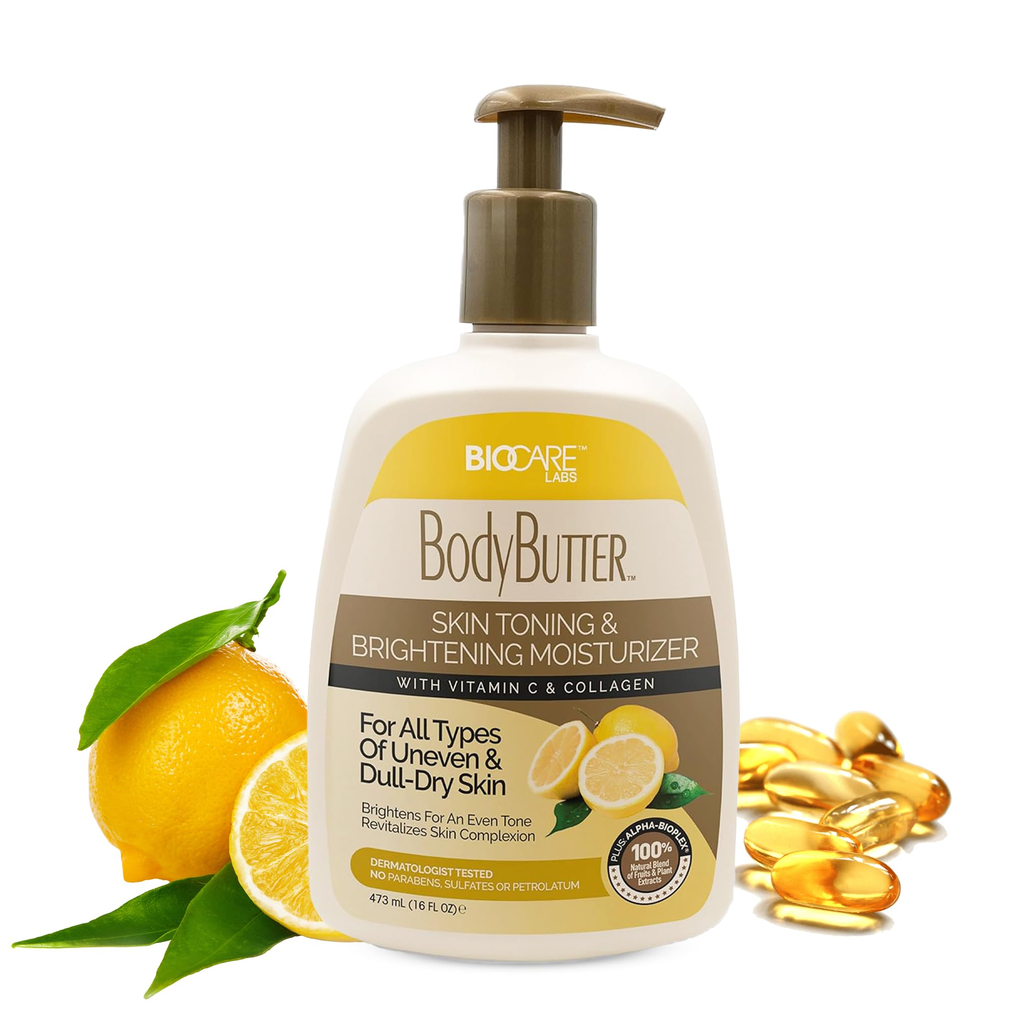 Biocare Labs Vitamin C & Collagen Body Butter - Deep Moisturizing Cream for Dry Skin | Hydrating & Anti-Aging Body Lotion for Women & Men | Perfect for Daily Skincare & Post-Shower Use