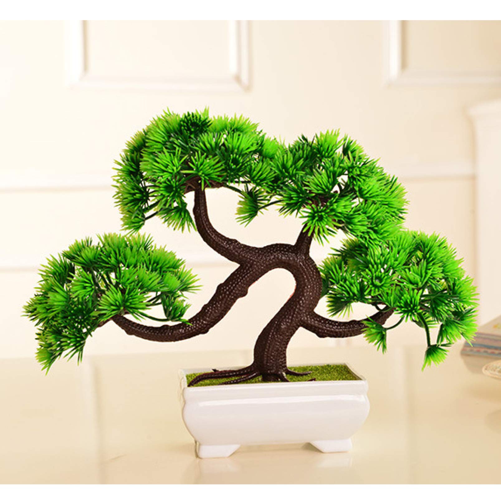 KKONION Artificial Bonsai Tree - Realistic Pine Simulation Potted Plant for Home & Office Decor | Faux Greenery for Desk, Shelf, Living Room, and Workspace