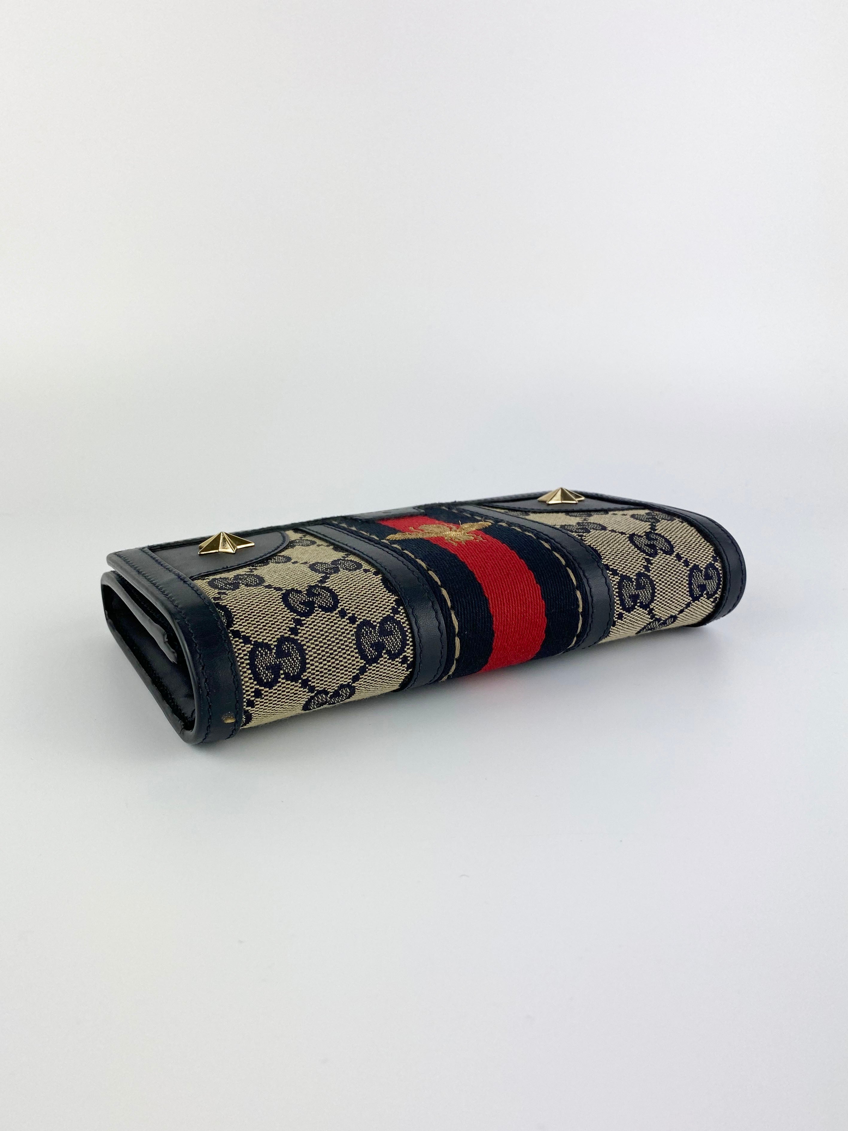 Gucci Monogram Rania Bee Wallet - Luxury Designer Wallet for Women with Bee Motif - Perfect for Everyday Use, Travel & Gift Giving