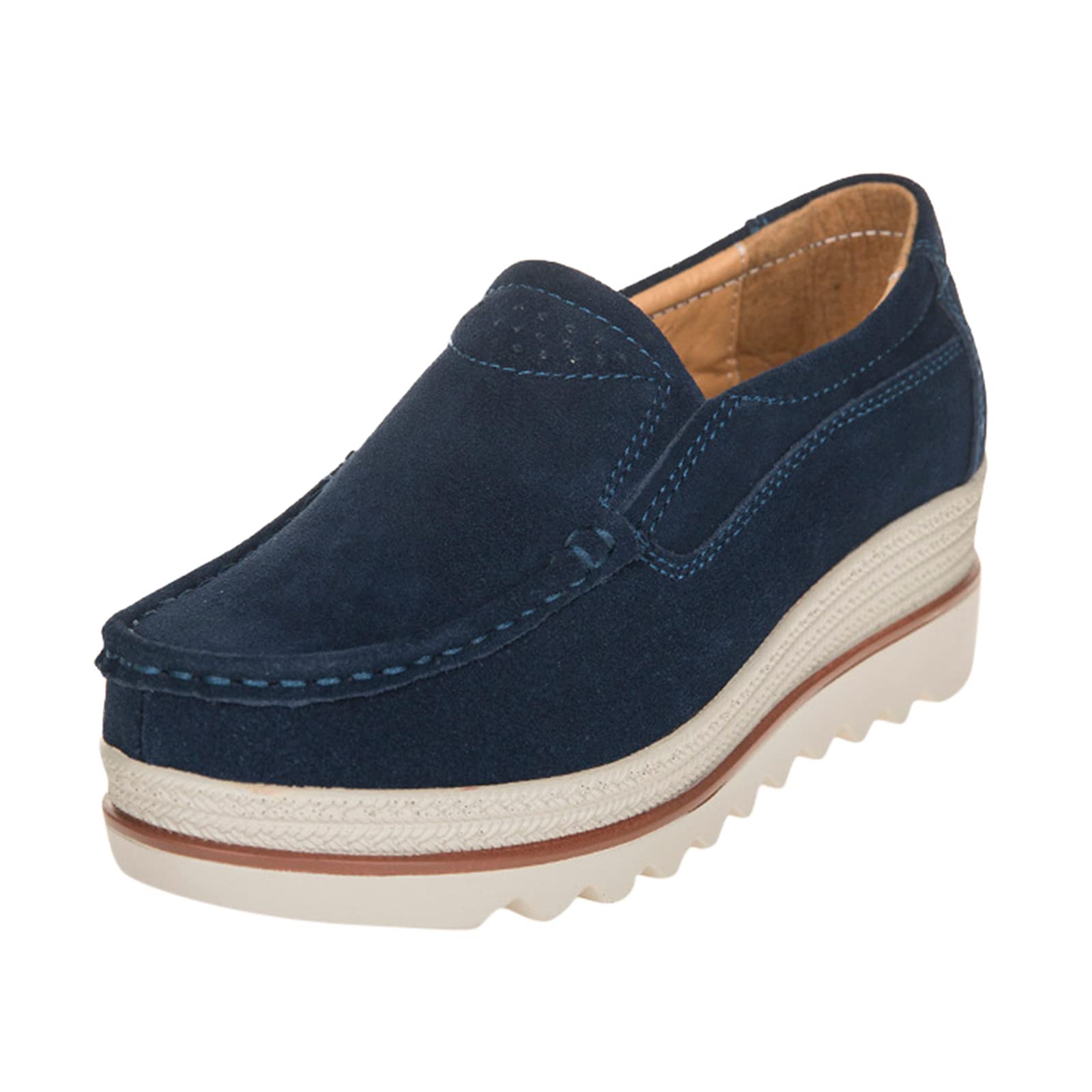 Women's Casual Slip-On Shoes for Fall - Comfortable Round Toe Platform Wedge Loafers for Women | Perfect for Daily Wear, Office, and Leisure Outfits
