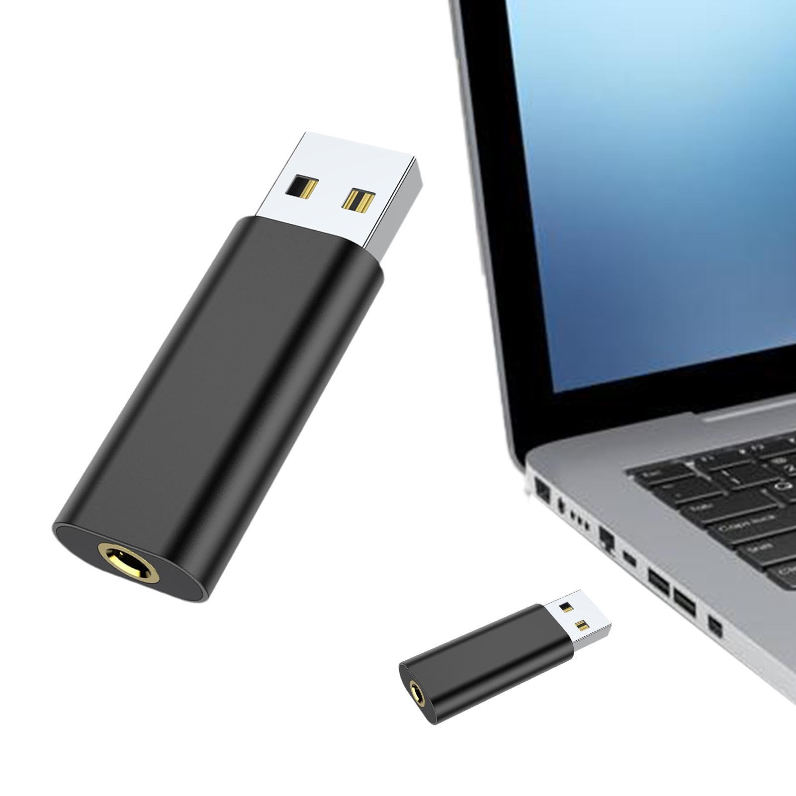USB to 3.5mm Audio Jack Adapter - External Sound Card for Laptop & PC - Plug & Play USB Headphone Converter - Driver-Free USB Audio for Gaming, Streaming, Zoom Calls - Perfect for League of Legends, Discord, Online Classes & Work from Home Setup