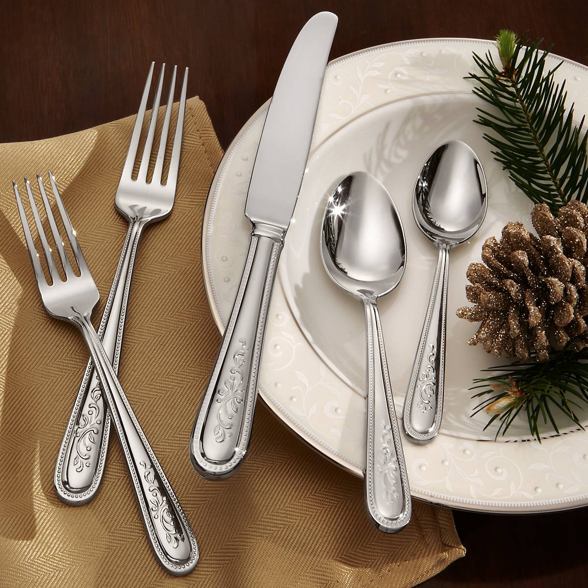 Opal Innocence 5-Piece Dinnerware Set - Elegant Bone China Plates, Bowls & Cups - Perfect for Formal Dining, Wedding Registry & Special Occasions