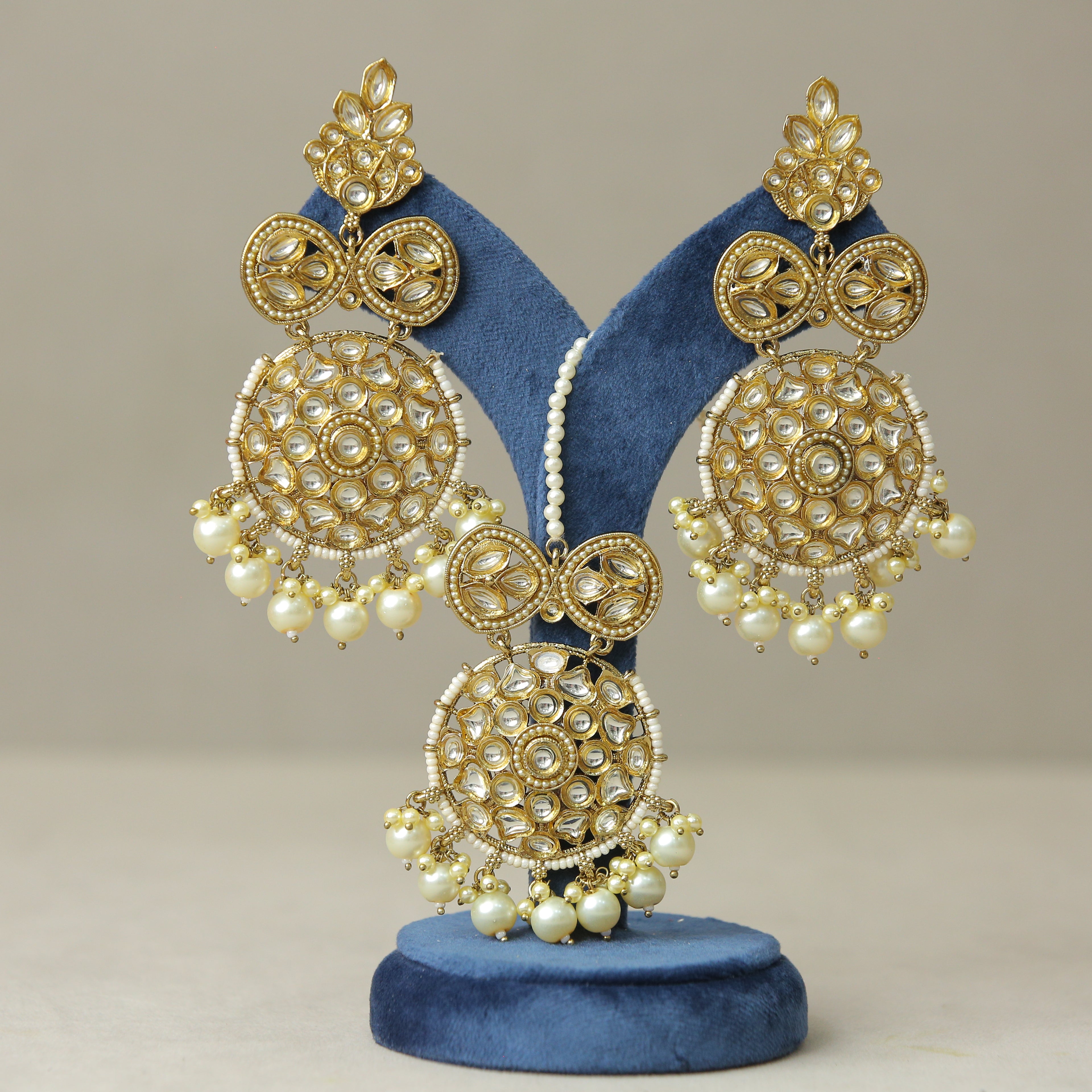 Exquisite Kundan Earrings and Tikka Set | Traditional Indian Jewelry for Women | Perfect for Weddings, Parties & Festive Occasions