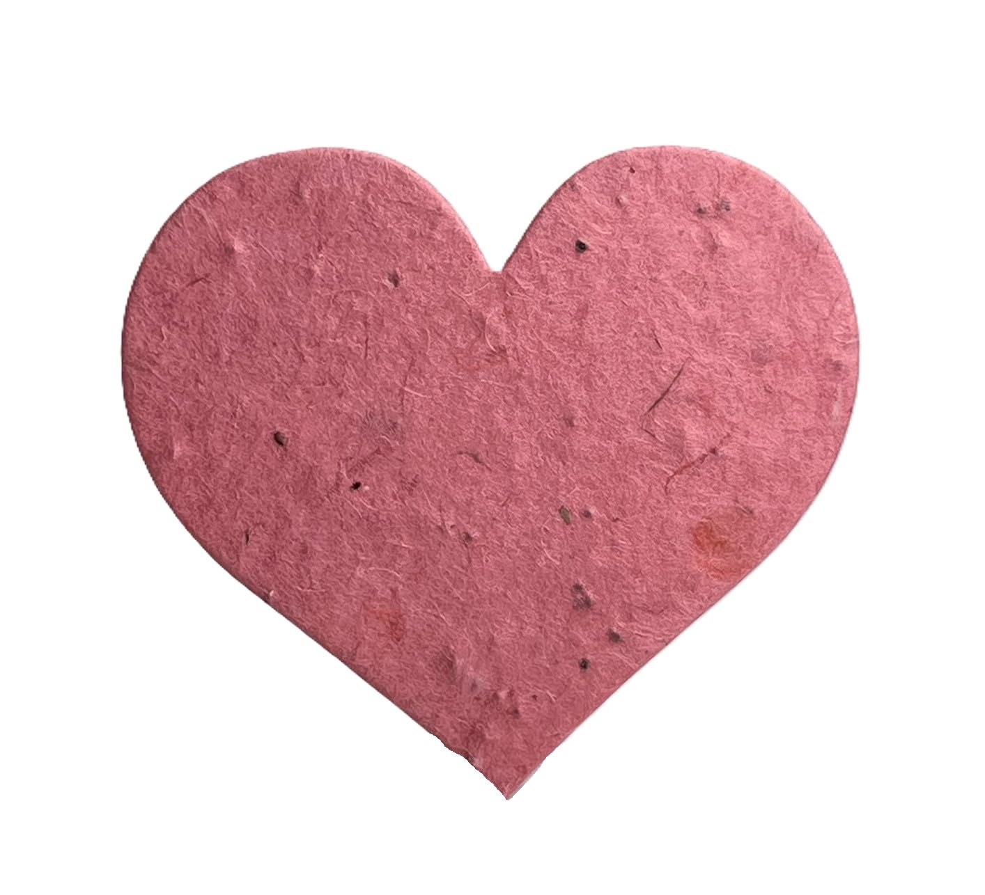 Eco-Friendly Heart Shaped Seed Paper Tags - Large Pink Handmade Recycled Lotka Paper with Embedded Seeds | Perfect for Wedding Favors, Gift Wrapping & Plantable DIY Crafts