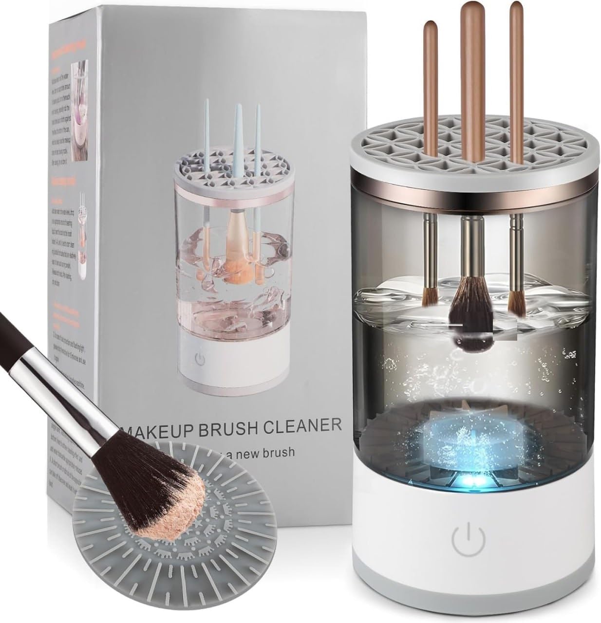 DERIKO Electric Makeup Brush Cleaning Machine - Automatic Cosmetic Brush Cleaner & Dryer for Quick Deep Cleaning - Portable & Easy to Use for All Brush Sizes - Perfect for Home, Salon & Travel Makeup Brush Care
