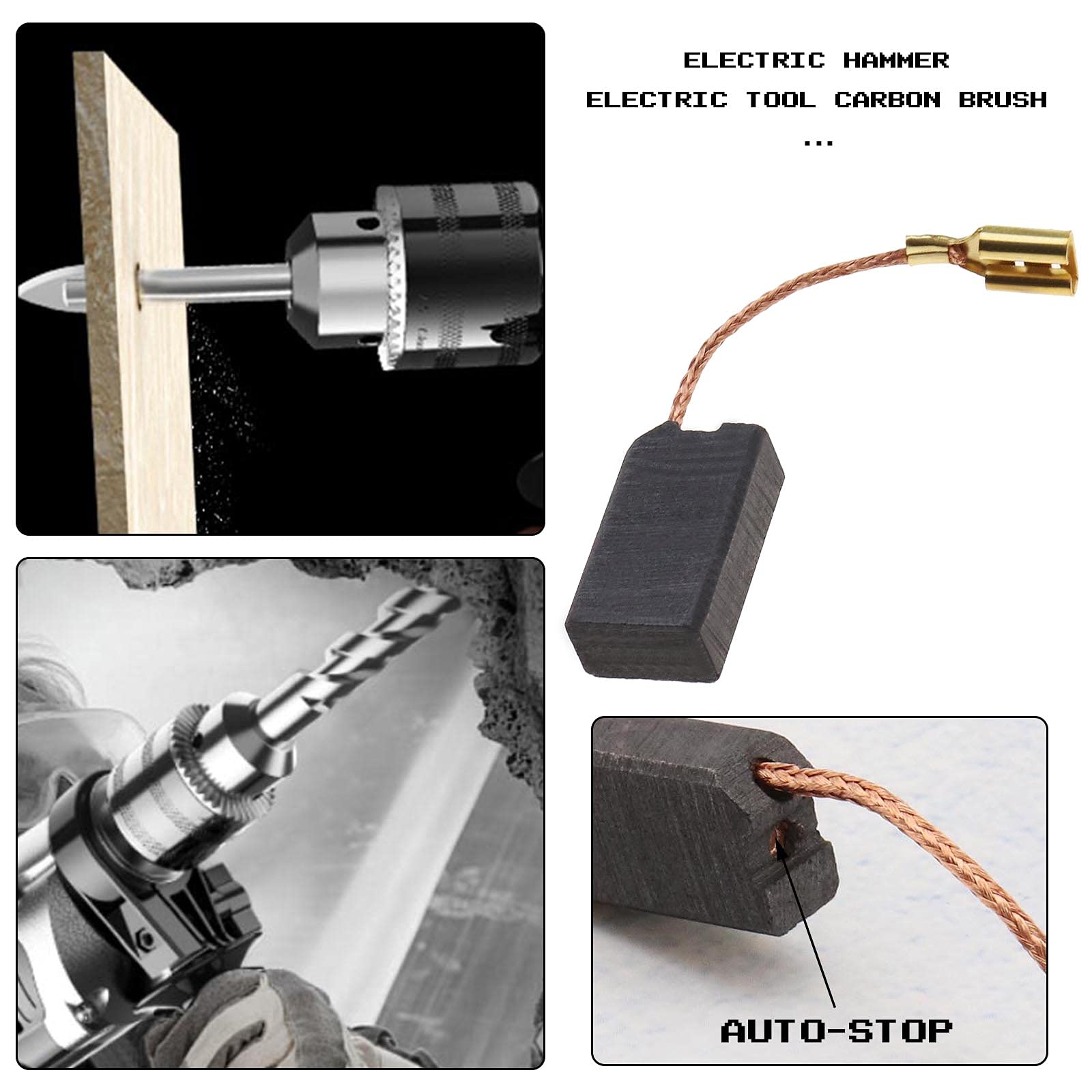 ECSiNG 2 Pairs of 6.3x10x17.5mm Carbon Brushes - Auto Stop Hammer Replacement Parts Compatible with HILTI TE14 TE15 TE15C TE18M TE24 TE25 - Perfect for Power Tools Maintenance & Professional Construction Work