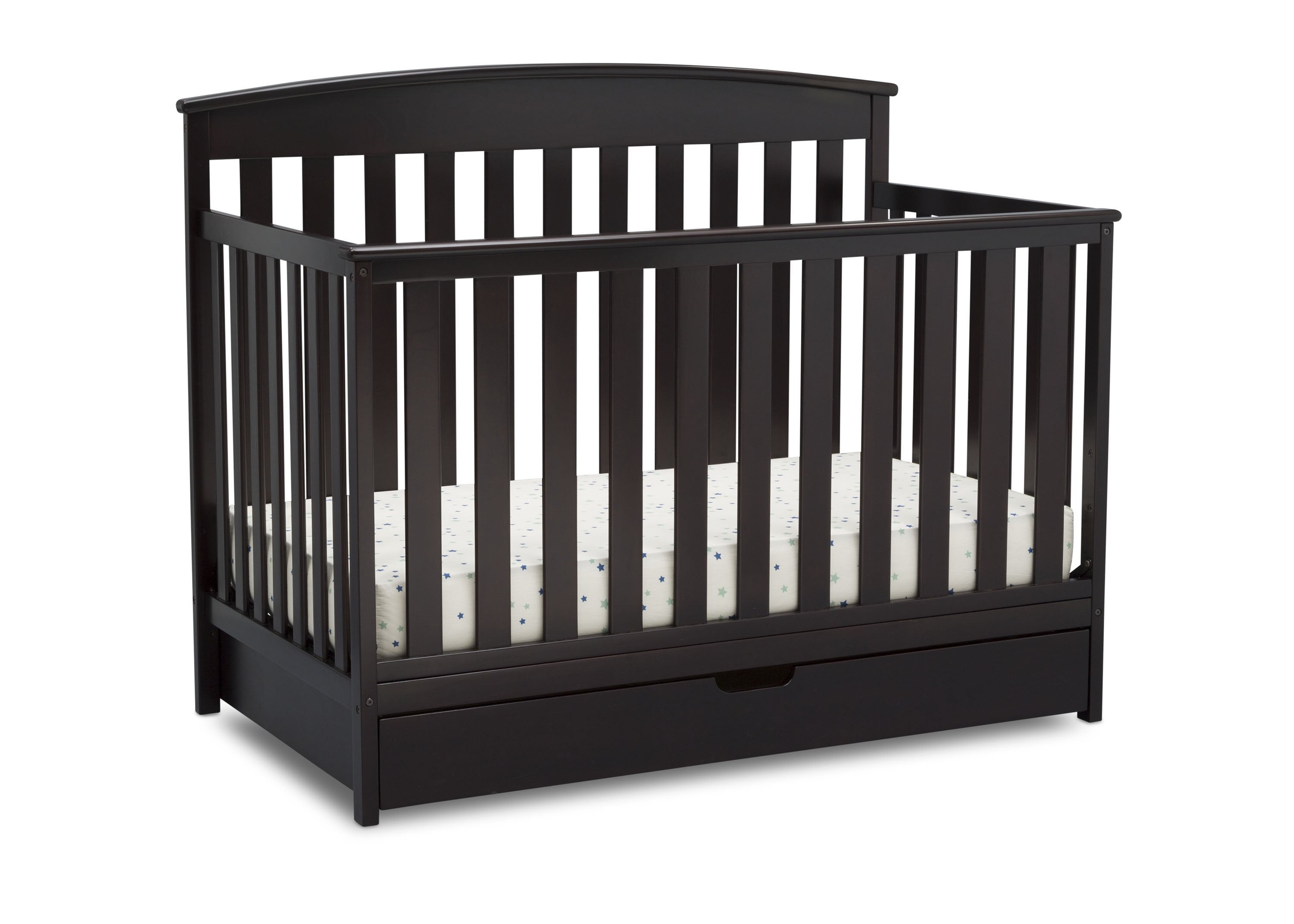 Duke 4-in-1 Convertible Baby Crib with Under Drawer - Toddler Bed, Daybed & Full-Size Frame | Safe Nursery Furniture for Newborns & Kids | Perfect for Bedrooms & Daycare Centers