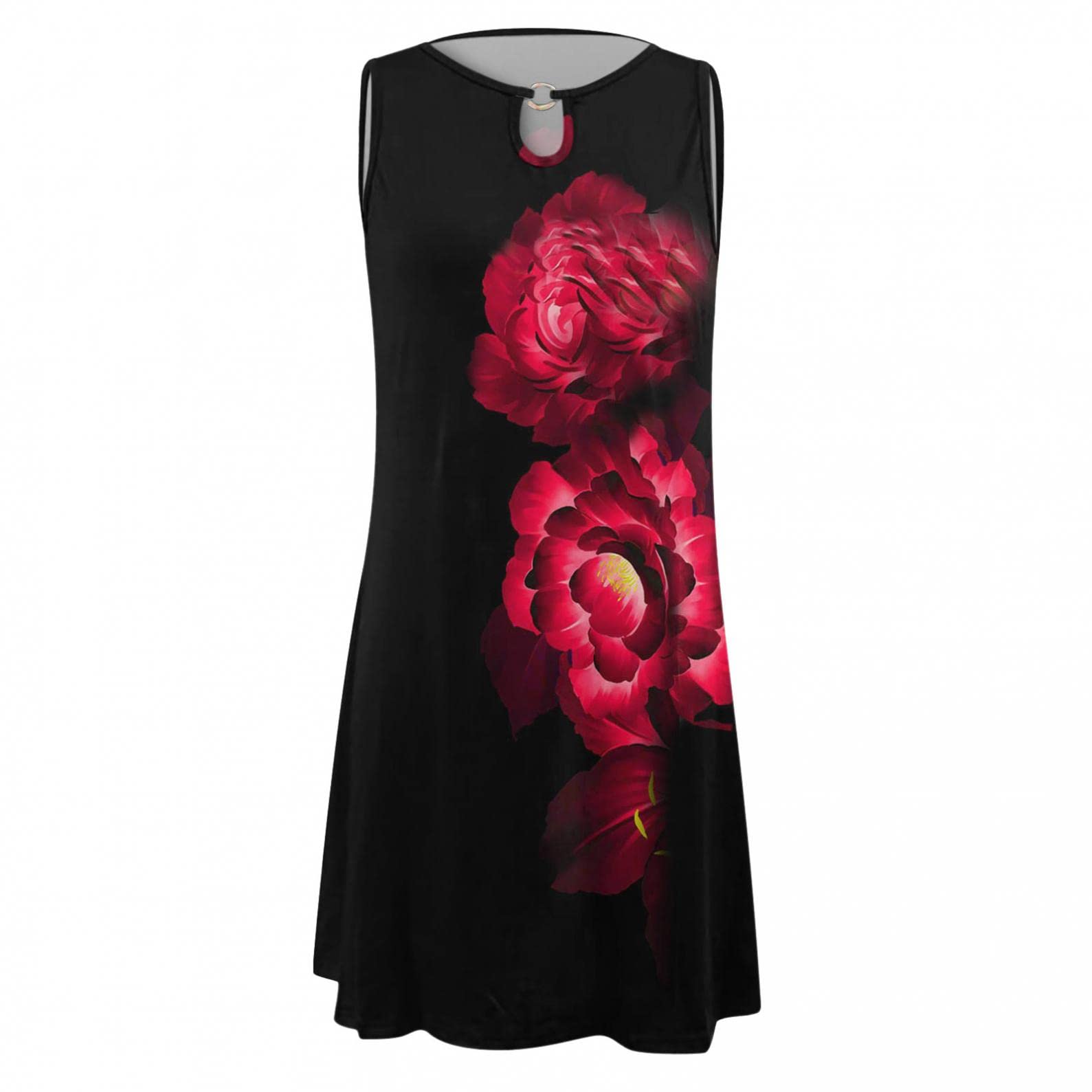 Women's Floral Summer Sundress - Sleeveless Casual Party Dress with Pockets | Beach Wedding Guest Outfit, Loose Tank Dress for Spring & Summer 2024 | Perfect for Vacations, Date Nights and Outdoor Events
