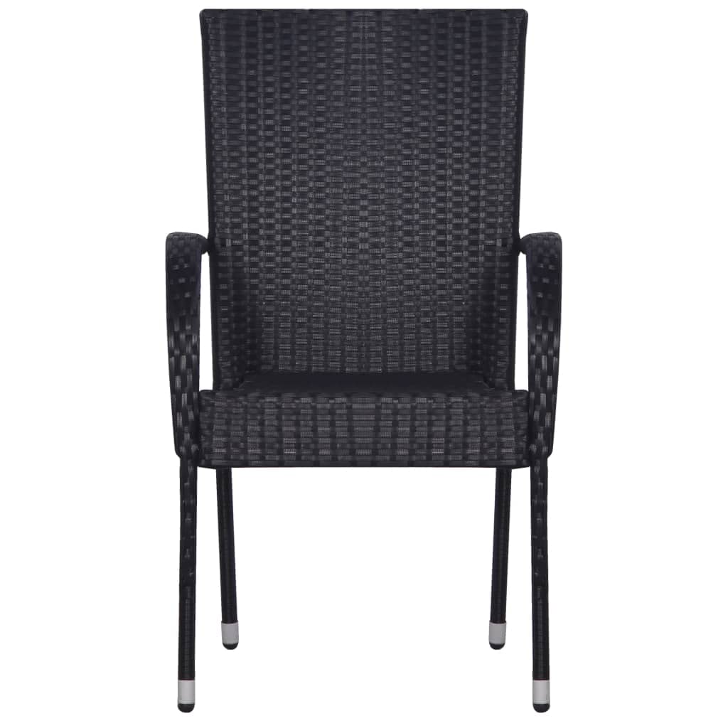 vidaXL 3-Piece Black Patio Dining Set - Outdoor Garden Table and Chairs for Backyard, Deck, and Poolside Relaxation