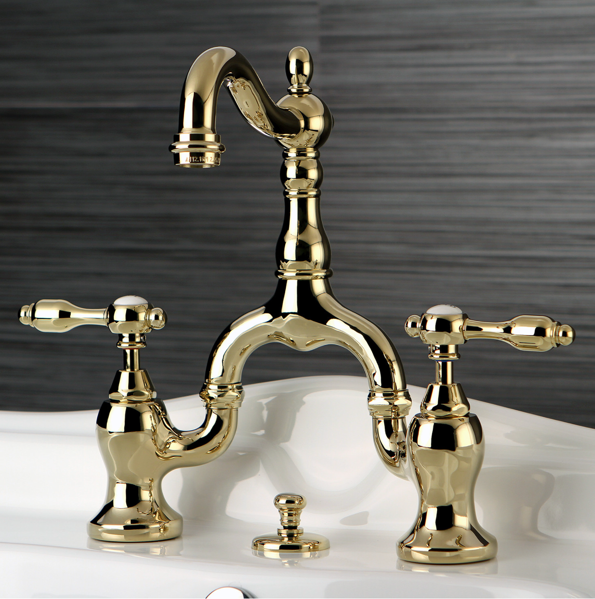 European Style Bridge Bathroom Faucet with Pop-Up Drain and Lever Handles - Perfect for Modern Vanities and Spa-Like Bathroom Upgrades