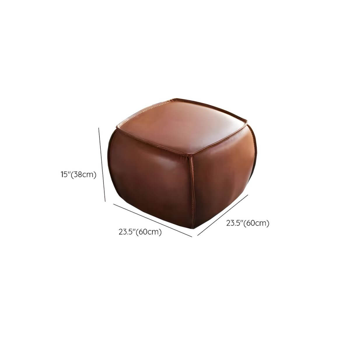 Mid Century Modern Brown Leather Upholstered Utility Stool - Water Resistant Finish for Living Room, Office & Entryway Decor
