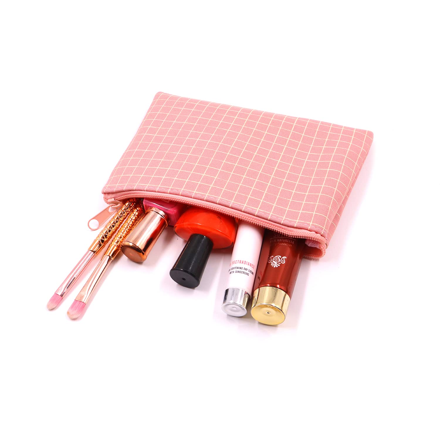 Ayaha 3-Piece Cosmetic Pouch Set - Large, Medium & Small Zippered Makeup Bags for Women | Travel Toiletry Organizer & Vanity Storage | Perfect for Travel, Gym & Daily Use (Pink)