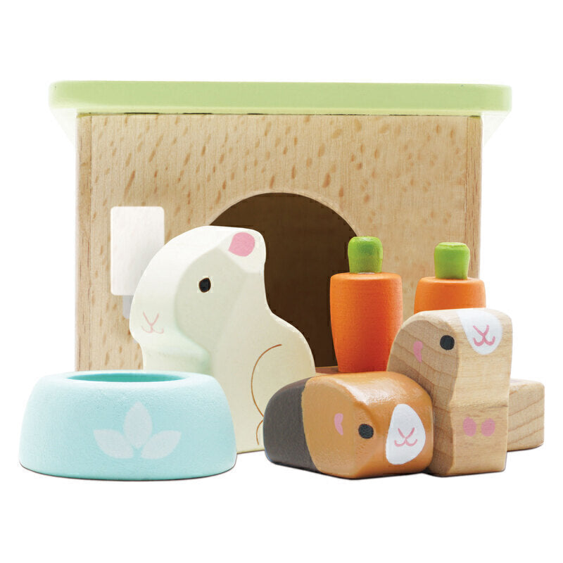 Daisylane Bunny & Guinea Pig Wooden Playset - Natural Wooden Pet Toy Set for Small Animals - Perfect for Hamsters, Rabbits & Guinea Pig Cages - Fun Interactive Playtime for Kids & Pets