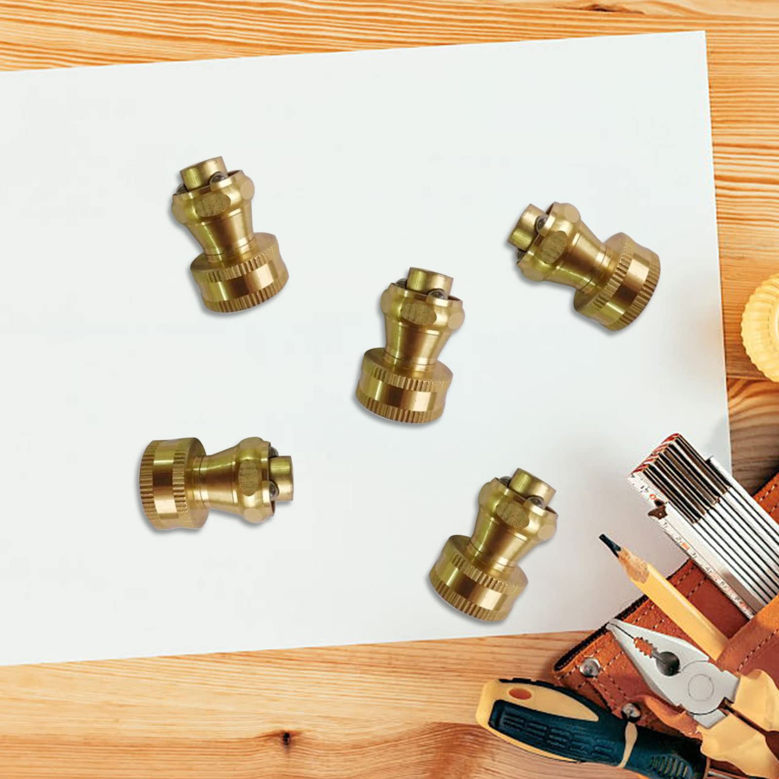 5-Piece Brass Hose Nozzle Set - Adjustable High Pressure Water Spray Nozzle for Garden, Car Washing & Outdoor Cleaning | Heavy Duty Brass Twist Sprayer for Lawn Care, Patio Cleaning & Vehicle Detailing