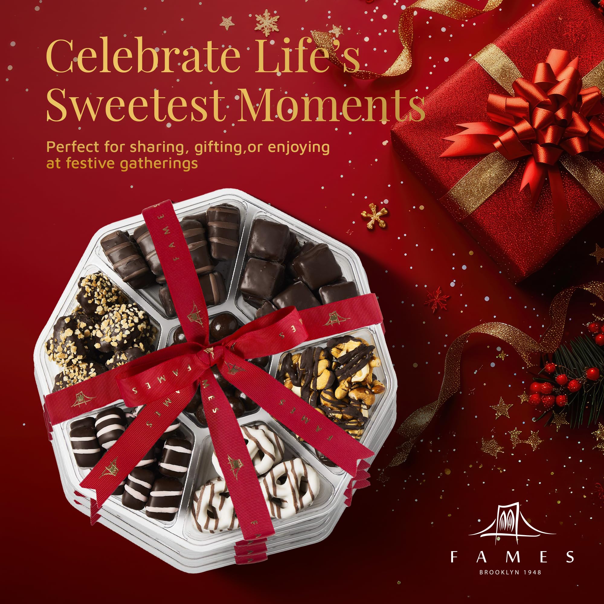 Premium Chocolate Gift Baskets - Holiday Chocolate Assortment Set of 3 with 6 Sections, Kosher Dairy-Free Gourmet Truffles - Perfect Valentine's Day Gifts, Office Corporate Gifts for Employees, Clients & Business Partners