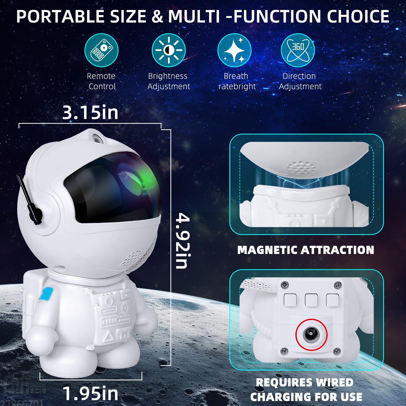 Astronaut Galaxy Projector with Nebula & Stars - 8 Mode LED Night Light with Remote Control for Kids & Adults - Perfect for Bedroom Decor, Birthday Gifts, Relaxation & Space-Themed Parties - Create Stellar Atmosphere for Nursery, Meditation Room, Home Theater, and Romantic Date Nights