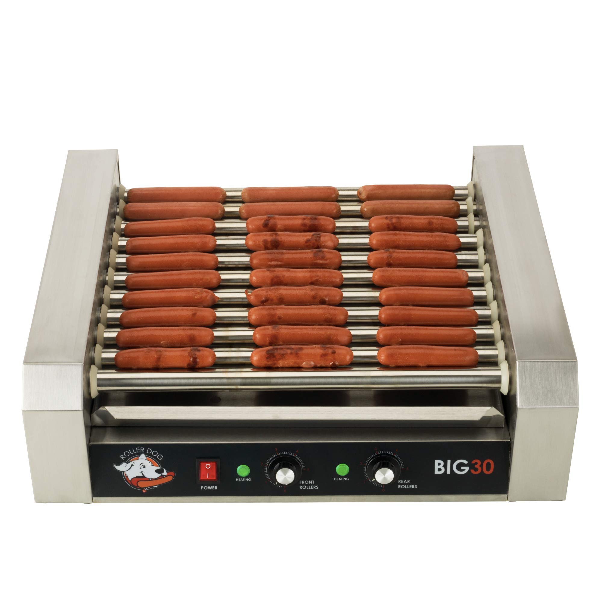 RDB30SS Commercial 30 Hot Dog Roller Grill Cooker Machine - Stainless Steel Hot Dog Warmer for Restaurants, Food Trucks & Concession Stands - Perfect for Parties, Events & Snack Bars