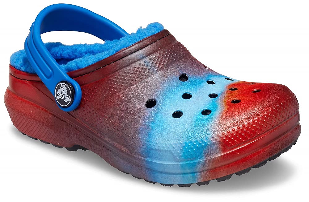 Crocs Kids' Classic Tie Dye Lined Clog - Comfortable Kids' Slippers for Boys & Girls | Indoor & Outdoor Play, School, Beach, and Pool Wear