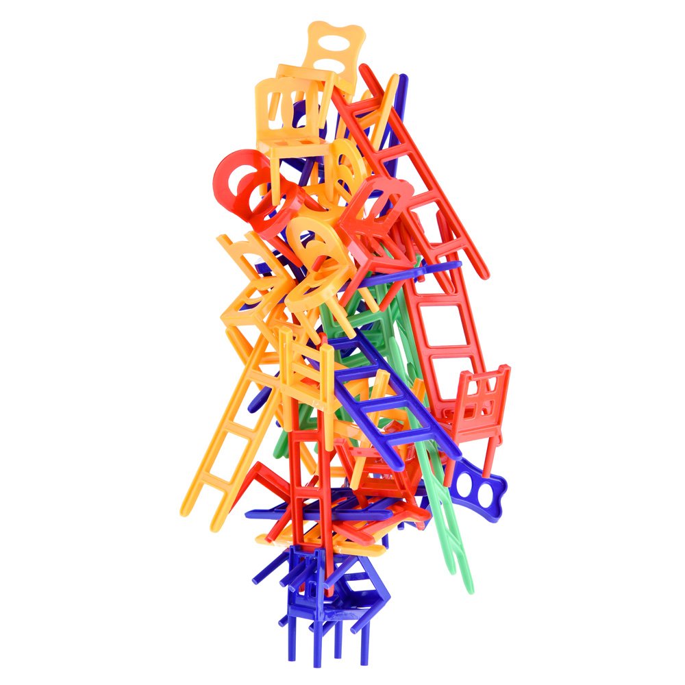 WEofferwhatYOUwant Stacking Balance Game Set - 44 Piece Family Fun Chairs and Ladders Game for Kids & Adults - Perfect for Parties, Game Nights & Indoor Family Bonding Activities