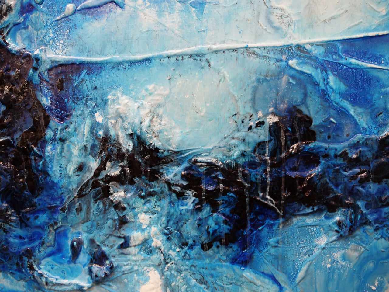 Blue Oyster Bay 160cm x 100cm Blue White Textured Abstract Canvas Art - Perfect for Modern Living Room, Bedroom, or Office Wall Decor