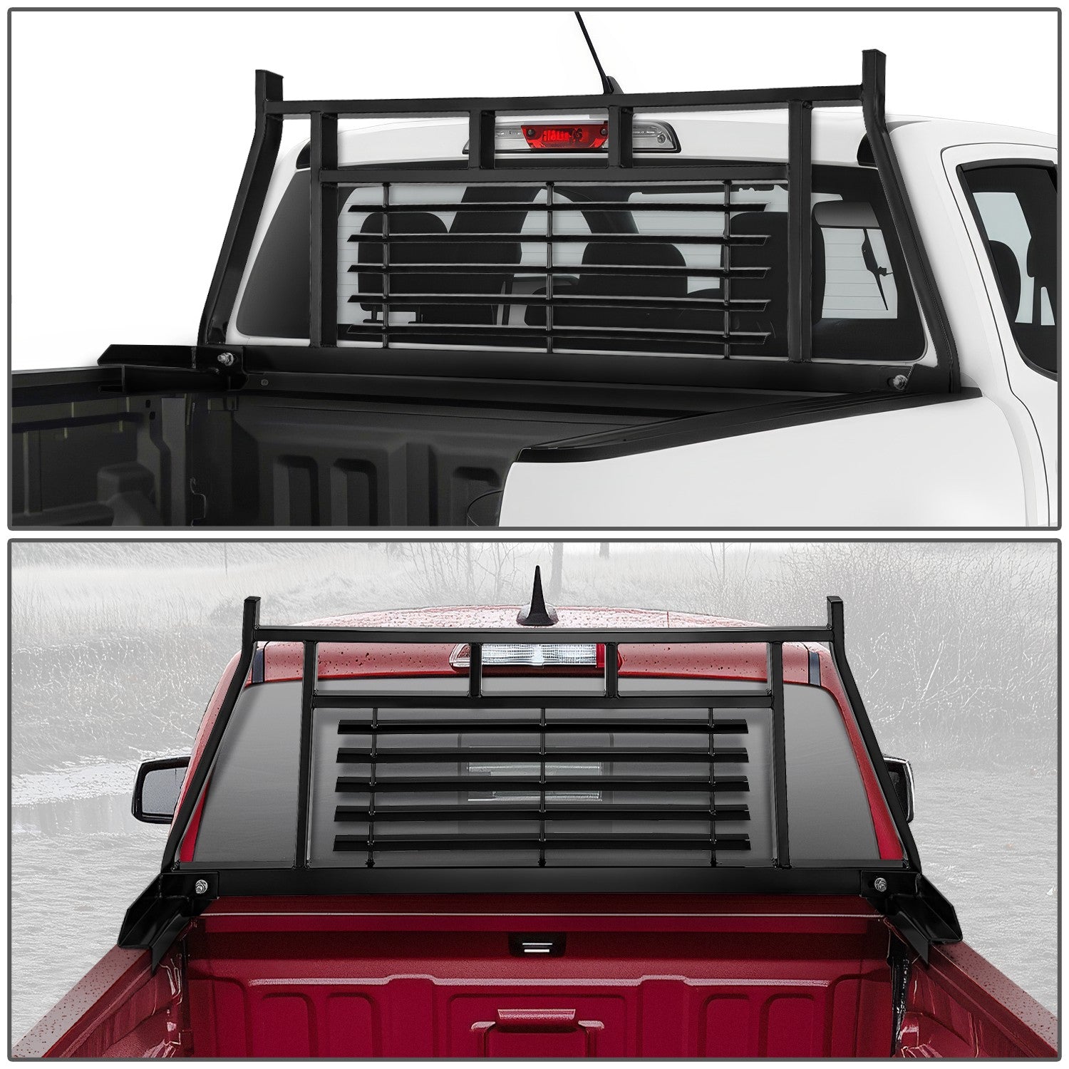 1 X 2 Inch Steel Tubing Headache Rack for 2019-2023 Ford Ranger Pickup Truck - Heavy Duty Rear Window Protection & Cargo Security for Off-Roading & Work Trucks