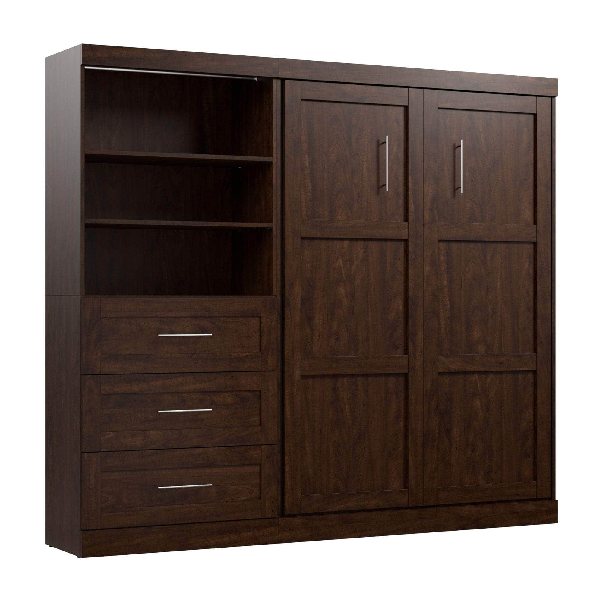 Pur Full Murphy Wall Bed with Storage Drawers - Space-Saving Foldable Bed for Small Apartments & Guest Rooms (95W, 3 Color Options)