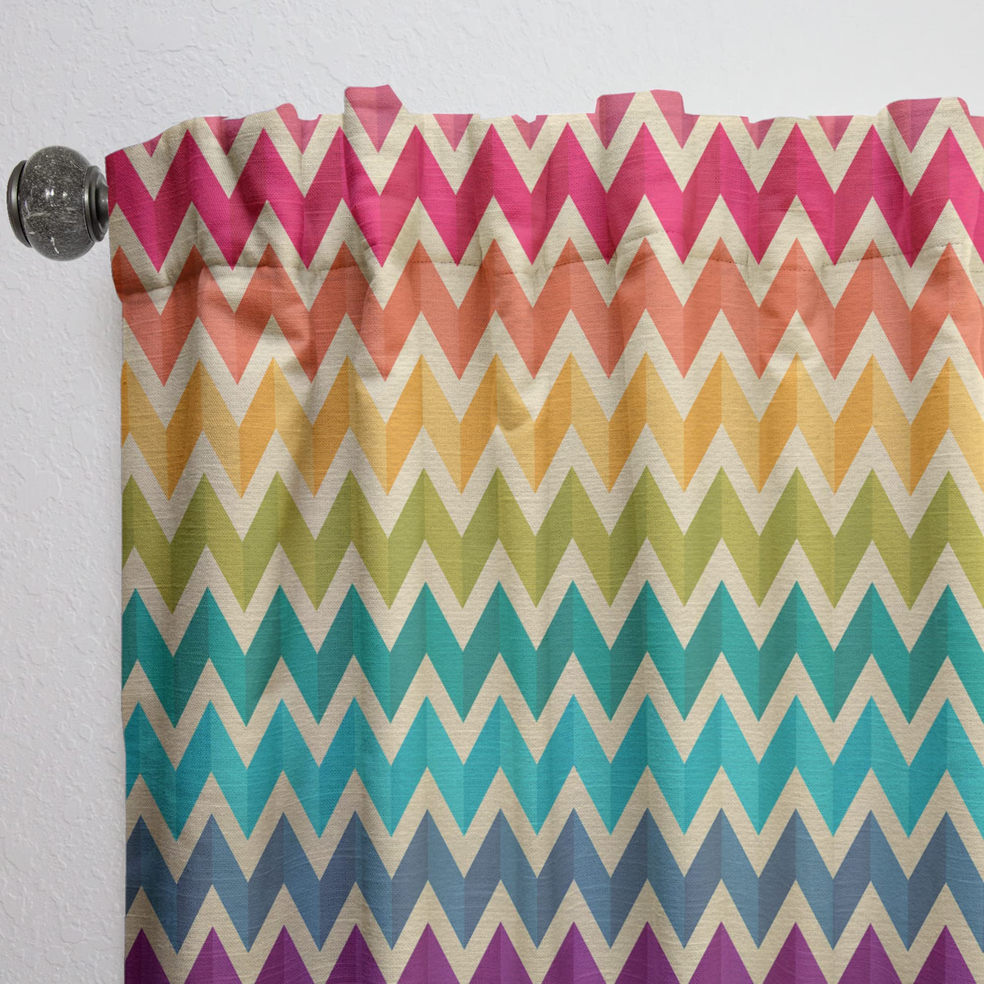 DesignQ Geometric Zigzag Pattern Thermal Insulated Curtains - Single Panel 52x90 - Perfect for Bedroom & Living Room Blackout Drapes