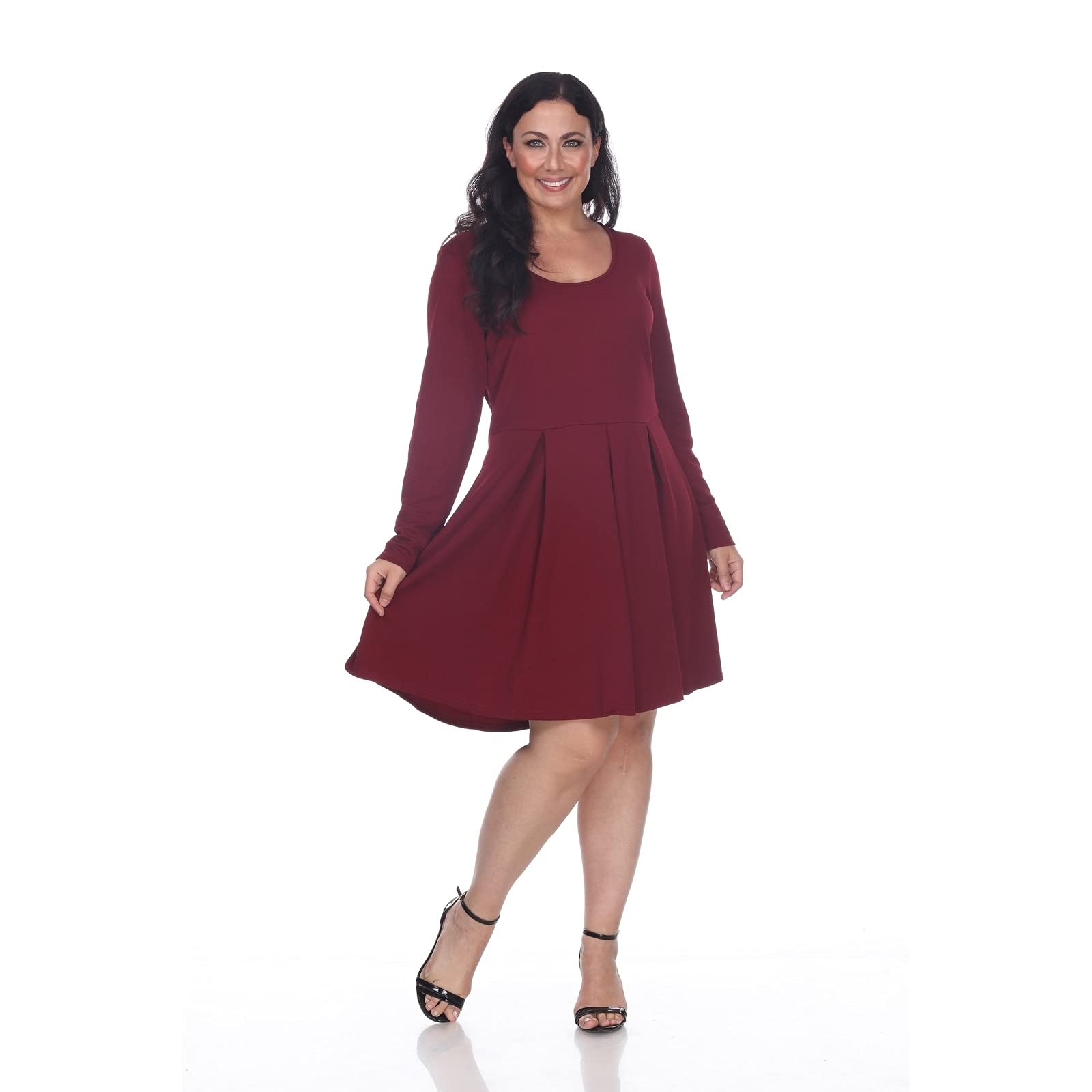 White Mark Women's Jenara Dress - Knee-Length Long Sleeve Flowy Dress for Work, Party & Date Night | Elegant Casual & Formal Wear