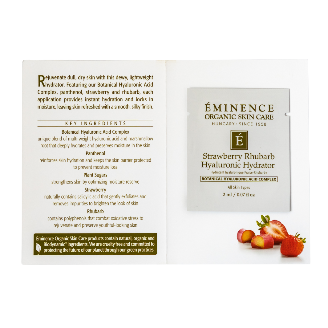 Eminence Organics Strawberry Rhubarb Hyaluronic Hydrator - Organic Face Moisturizer for Dry Skin, Anti-Aging & Hydration - Perfect for Daily Skincare Routine & Night Care