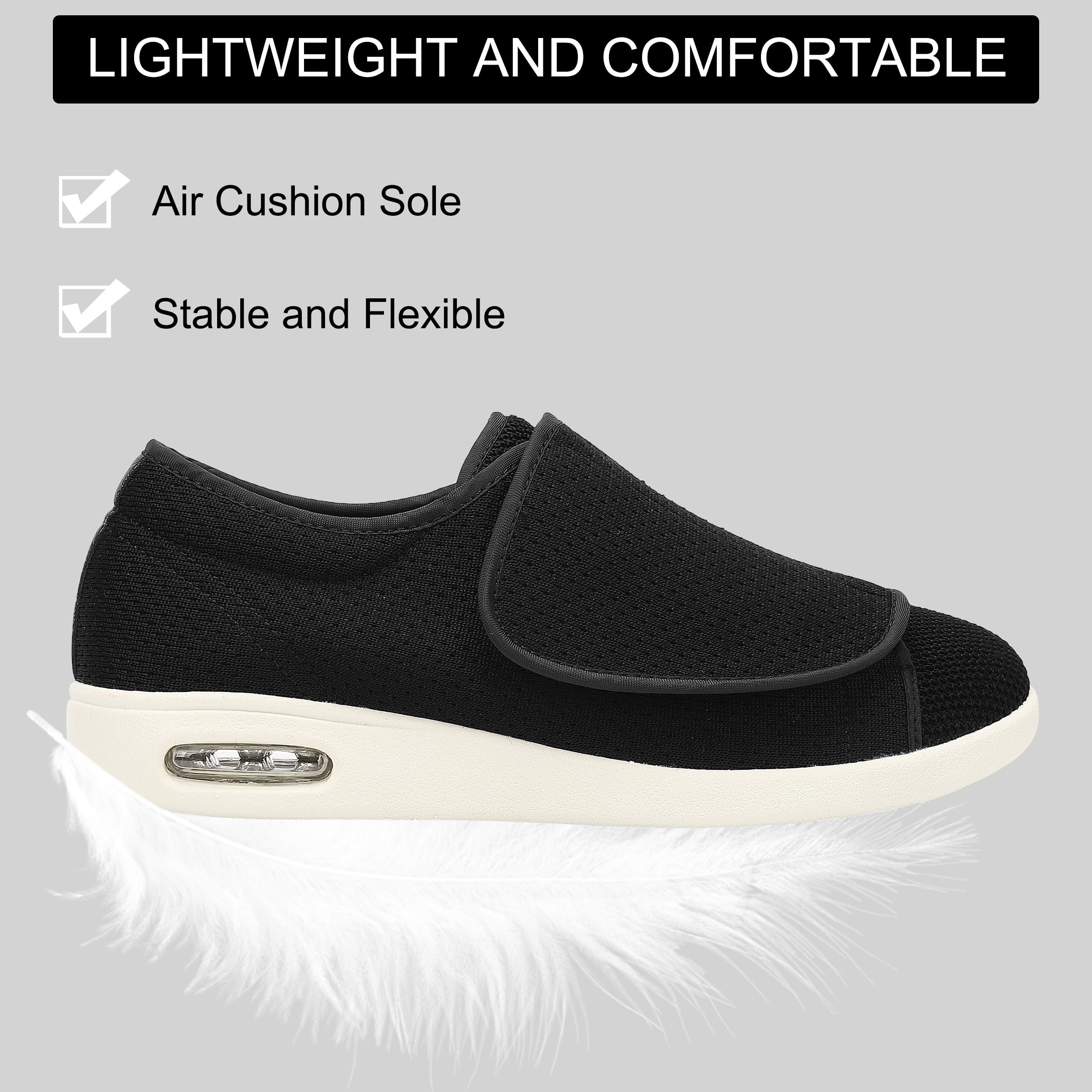 **Diabetic Shoes for Men with Wide Width - Adjustable Closure, Lightweight & Breathable Sneakers for Elderly - Ideal for Swollen Feet, Walking & Edema Relief - Perfect for Daily Wear, Exercise & Comfort**