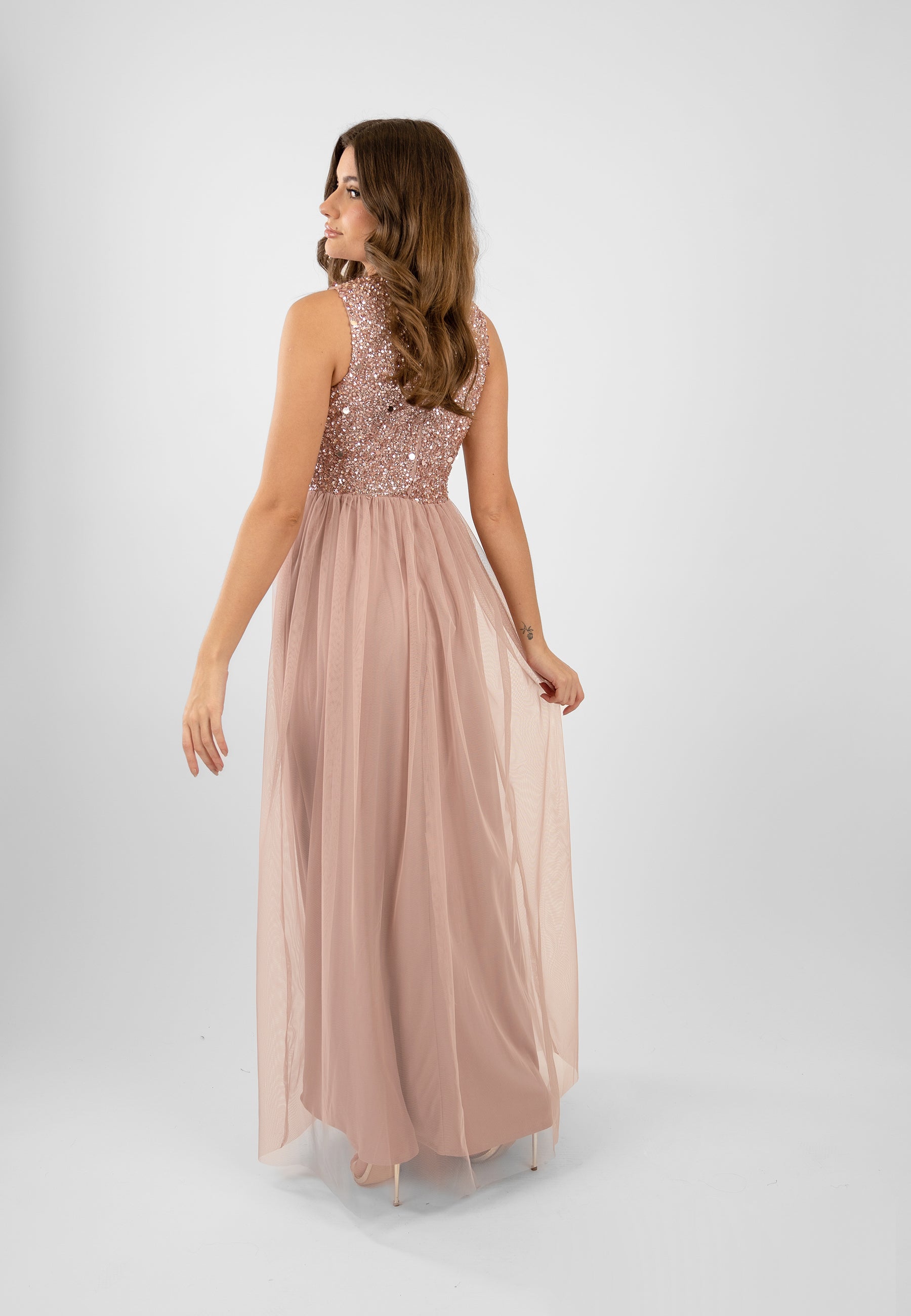Picasso Pale Mauve Embellished Bridesmaid Dress - Elegant Wedding Party Gown for Bridesmaids, Formal Occasions & Special Events