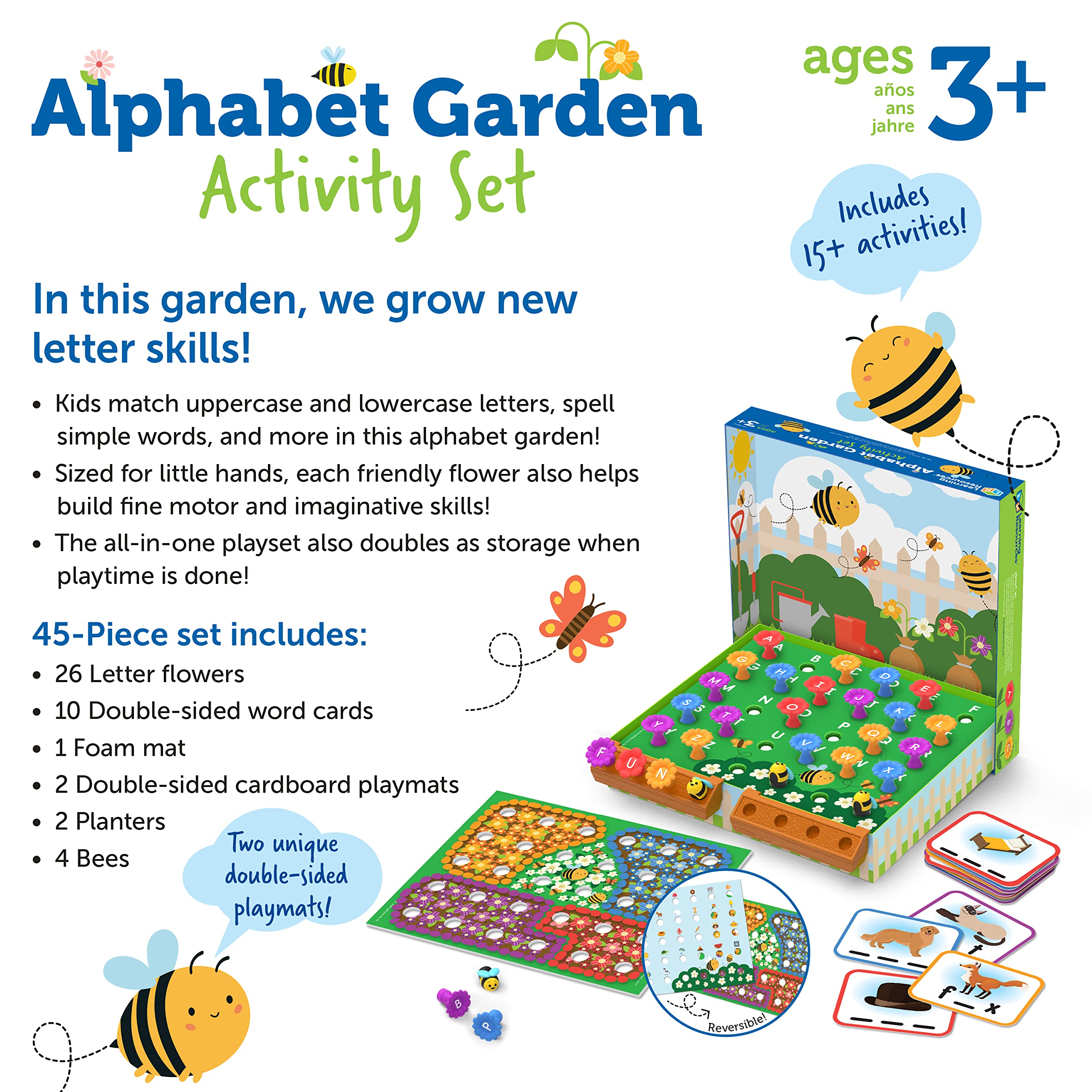 Alphabet Garden Activity Set - Preschool Learning Toys for Toddlers Age 3+ | Indoor Educational Games