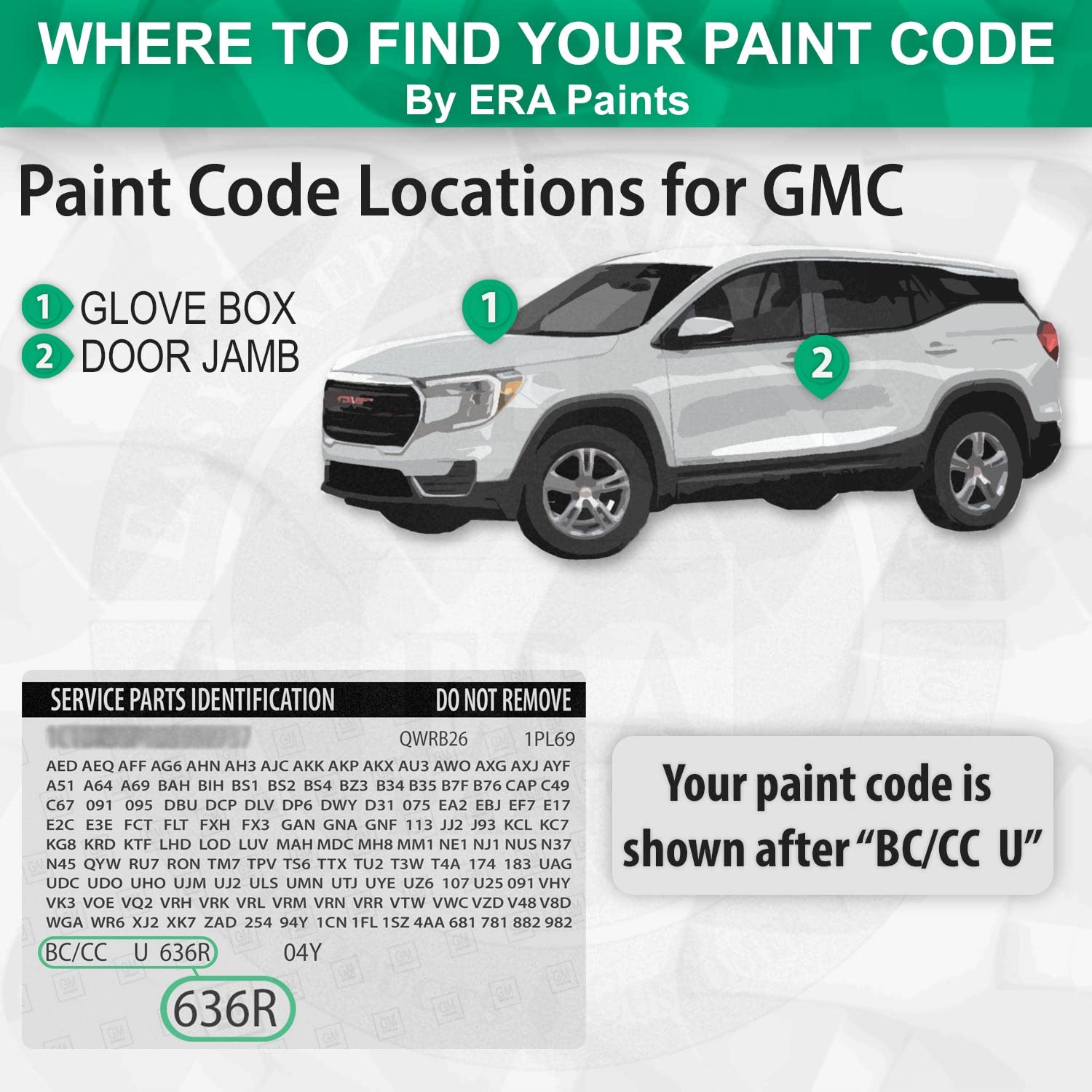 ERA Paints WA633R/GAV - Urbane Moss Metallic Automotive Touch Up Paint Spray Kit for GMC | Exact Color Match | Scratch & Chip Repair | Perfect for Car Maintenance & DIY Projects