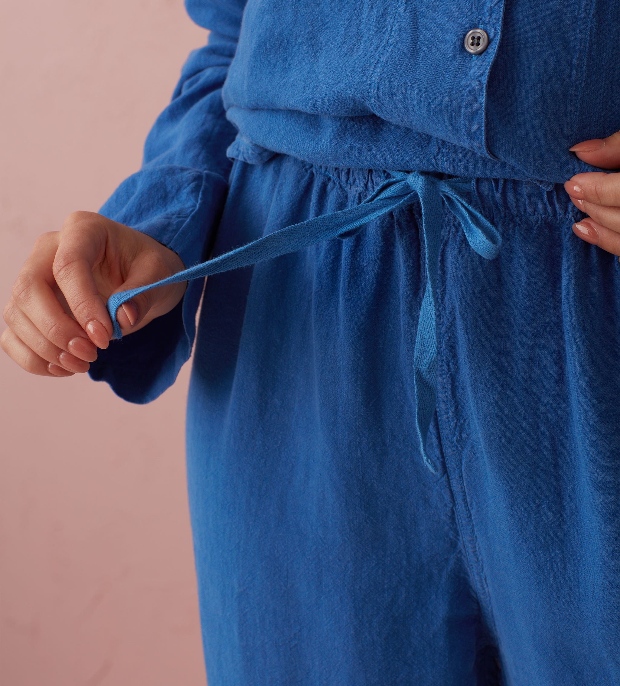 Premium Cobalt Blue 100% Linen Pajama Pants for Women - Soft & Breathable Sleepwear for Summer Nights & Lounge Wear