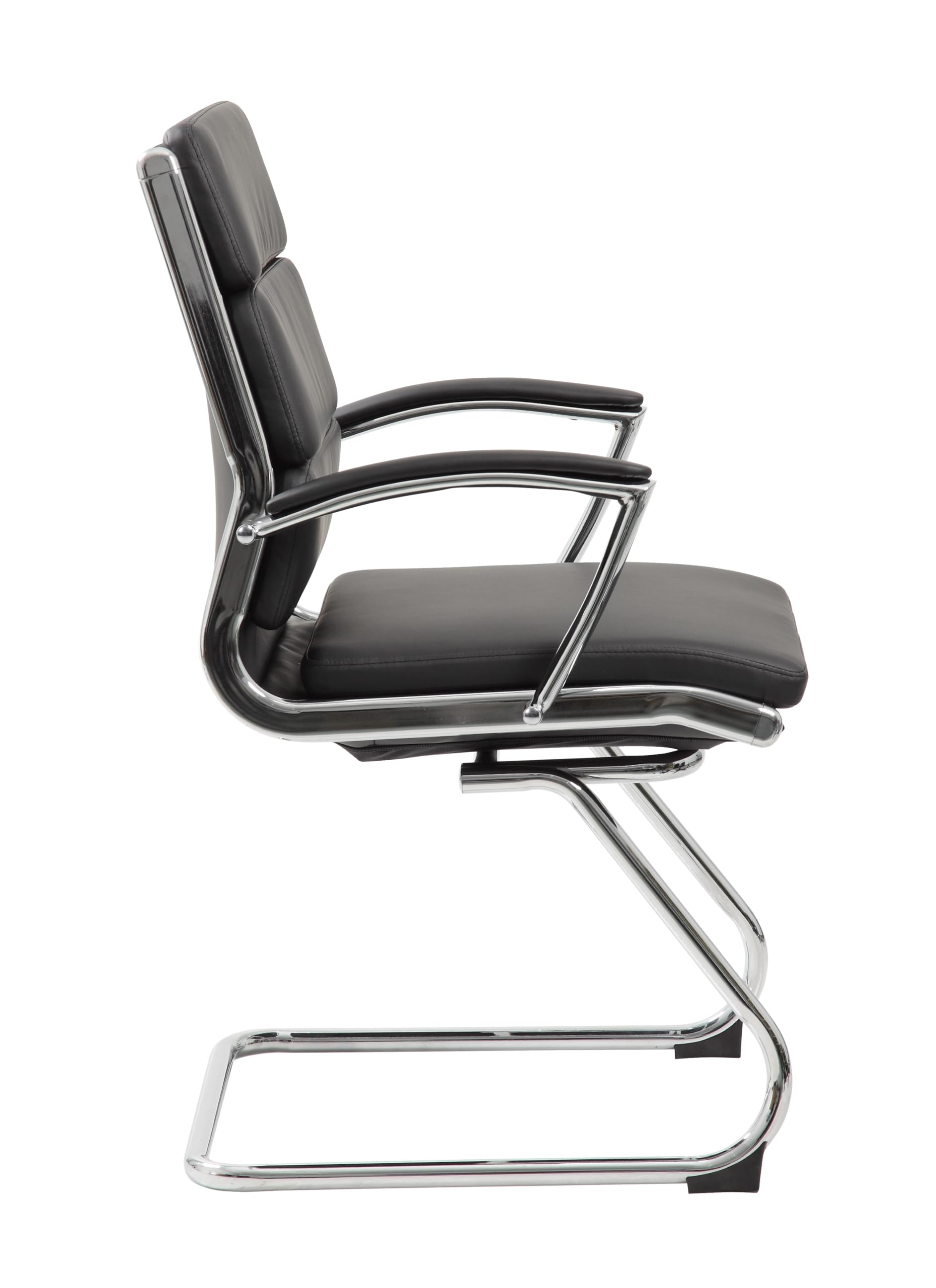 Boss Executive Mid Back CaressoftPlus Office Chair - Black with Chrome Metal Finish for Home & Business Workspaces