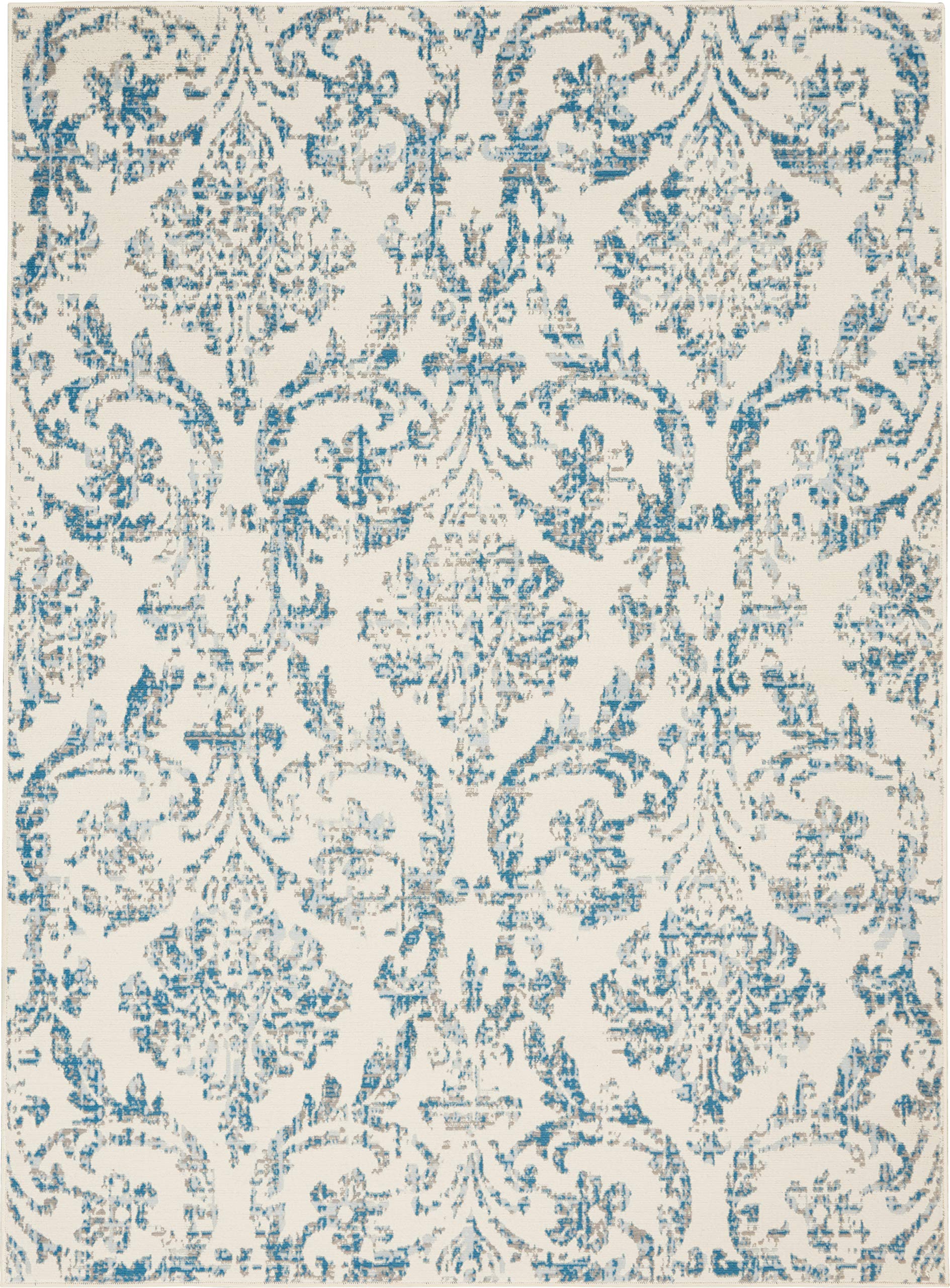 Nourison Jubilant Damask Ivory/Blue 5'3