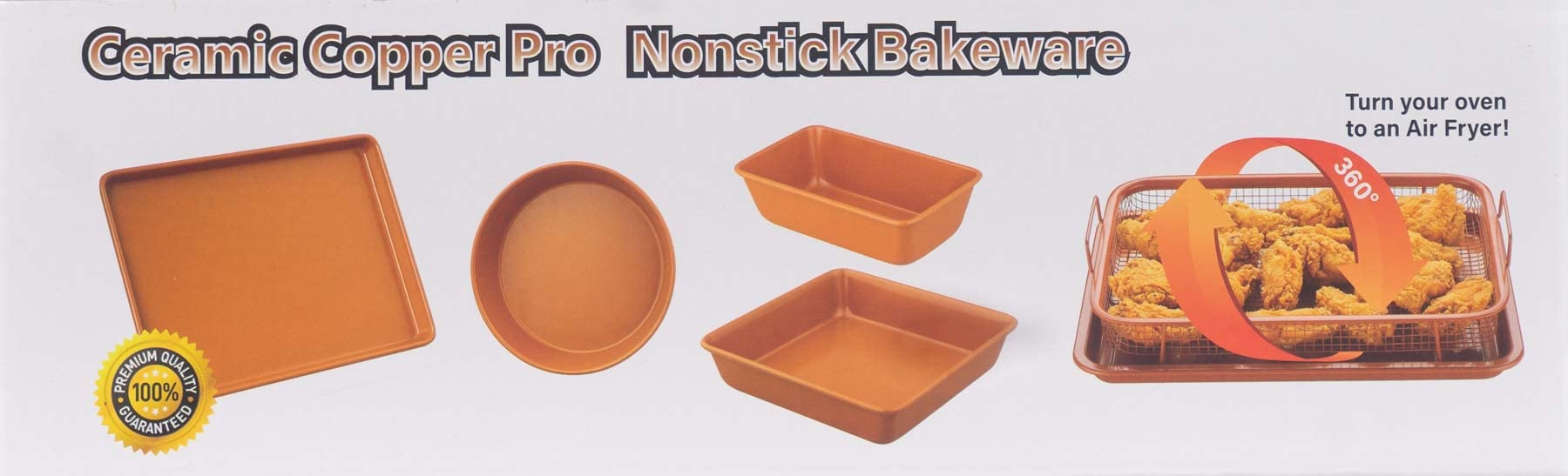 Premium Copper Ceramic Nonstick Bakeware Set - 6-Piece Orange Baking Kit with Pans & Trays for Cookies, Cakes & Bread | Oven Safe & Easy Clean | Perfect for Home Baking, Parties & Gifts (Model 40-4006)