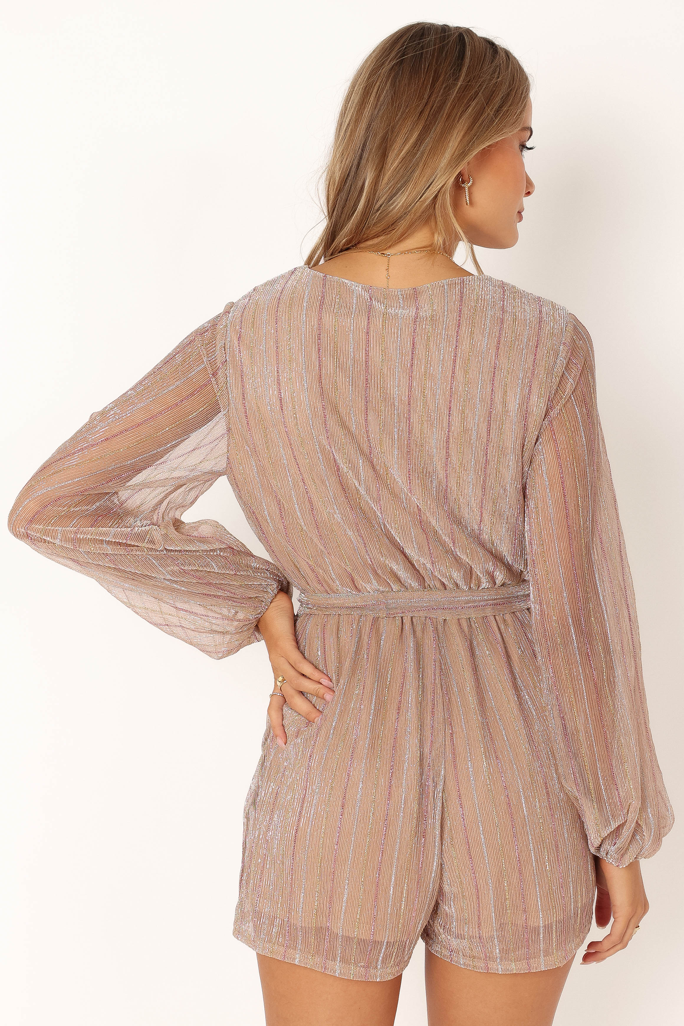 Brittney Playsuit - Rose Gold Striped Jumpsuit for Women | Casual Summer Outfit, Beach Cover-Up, Party Wear