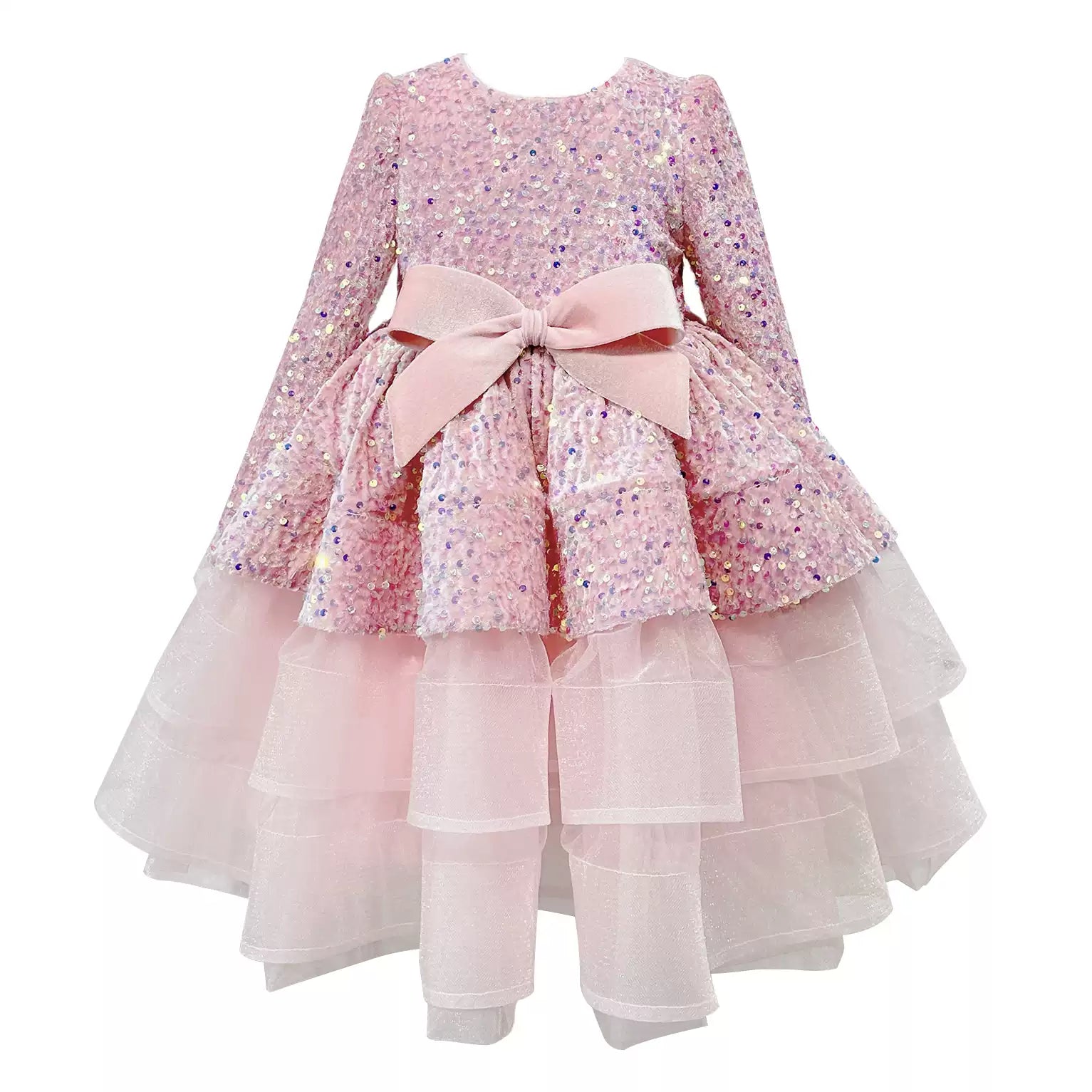 Elegant Pink Sequin Christmas Dress for Baby Girls - Winter Holiday Party & New Year's Celebration Outfit | Perfect for Photos, Family Gatherings & Special Occasions