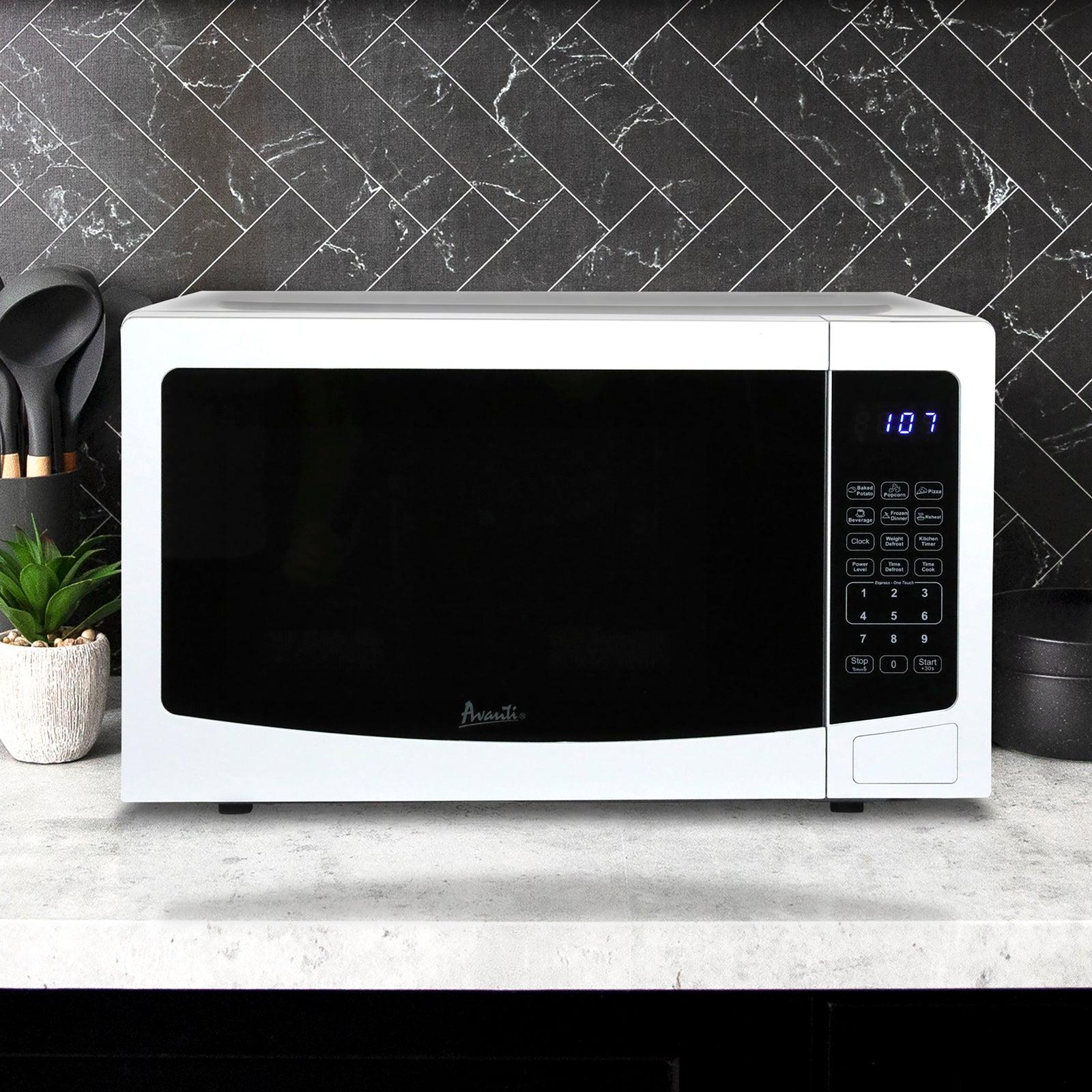 Avanti 1.1 Cu. Ft. Compact Microwave Oven - Black Countertop Microwave with 1100W Power, 10 Power Levels, Child Safety Lock - Perfect for Dorms, Apartments & Small Kitchens