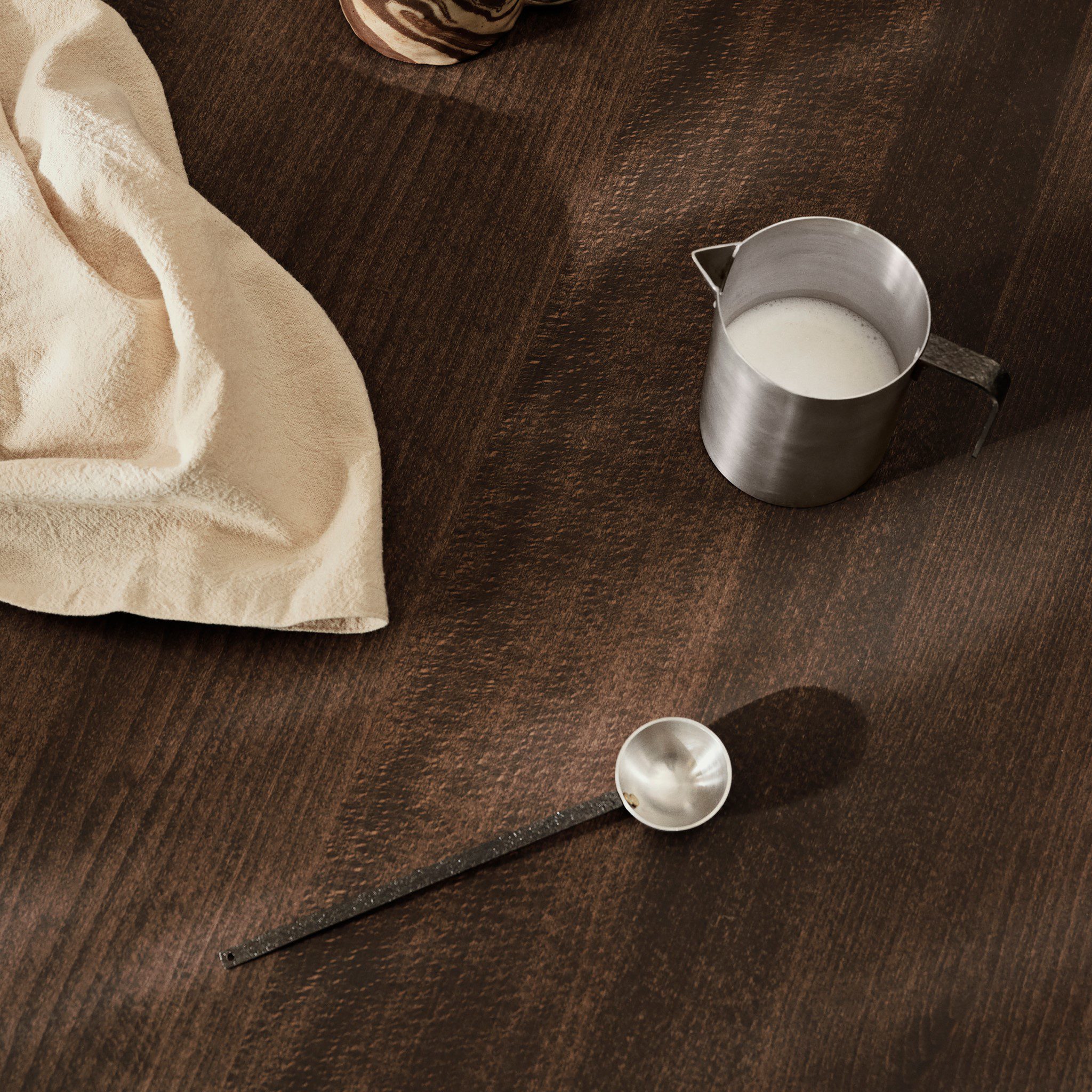 FERM LIVING Obra Stainless Steel Milk Jug - Elegant Pitcher for Coffee, Tea & Milk - Perfect for Home, Cafe & Restaurant Use