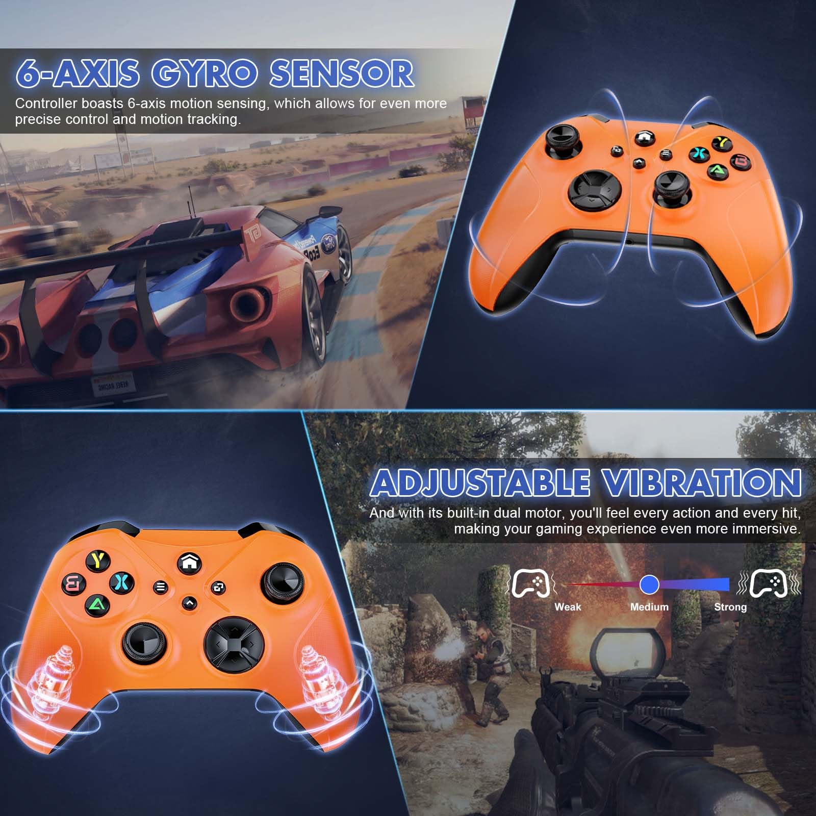 Gamrombo Wireless Gaming Controller for Xbox One, Xbox Series X/S, PC Windows, Steam, Android & iOS - Turbo/Macro Function, Dual Vibration, Software Update Required for Xbox Pairing - Perfect for Console Gaming, PC Gaming & Mobile Gaming