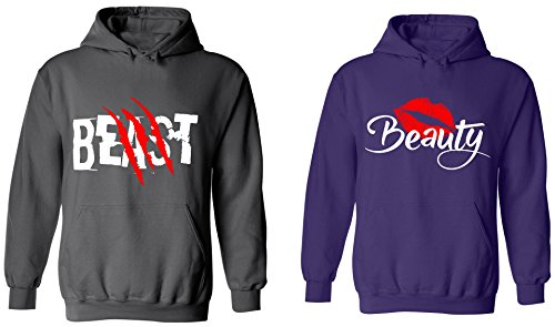 Beast & Beauty Matching Couple Hoodies for Him and Her - Soft Unisex Pullover Sweatshirts for Date Nights, Anniversaries & Couple Photoshoots