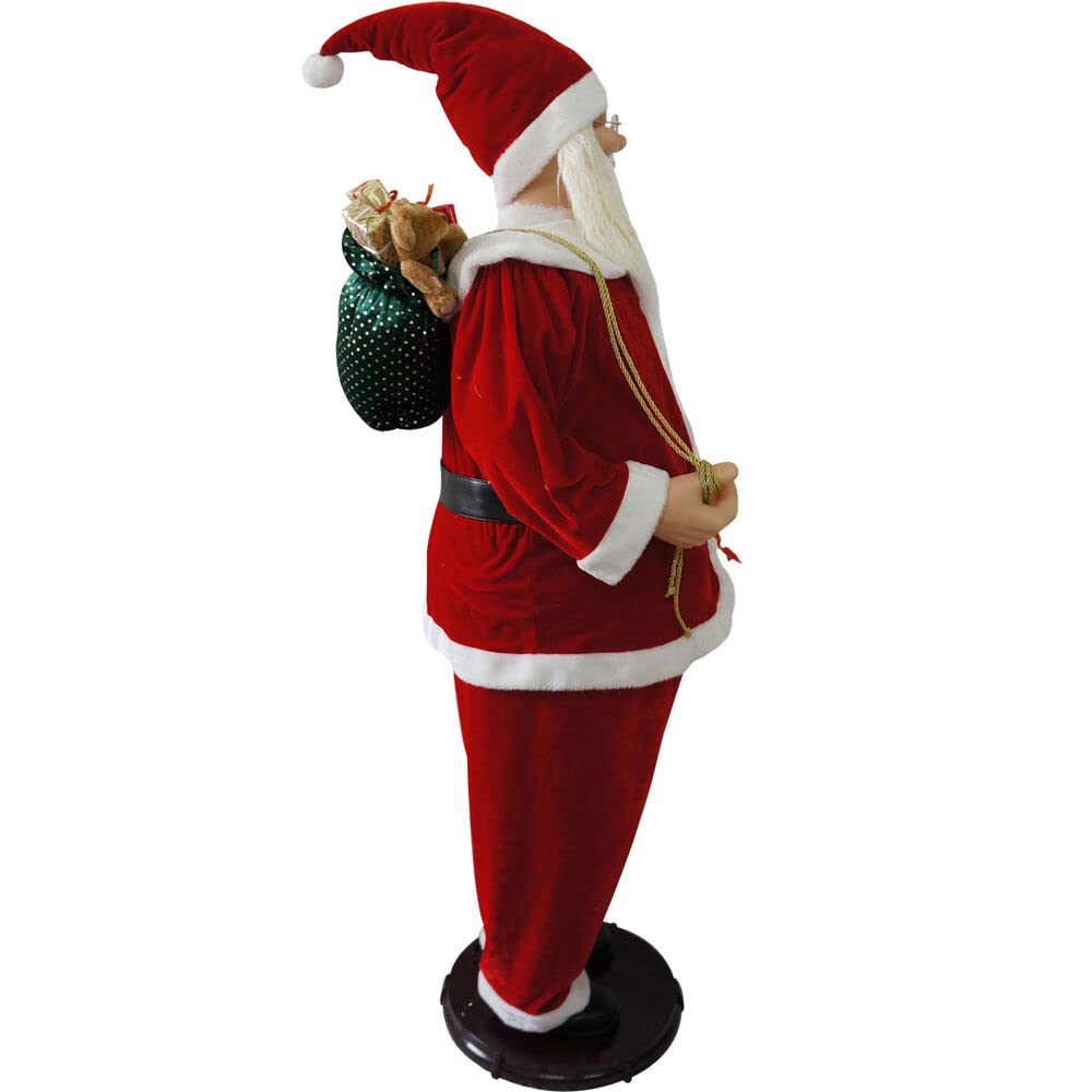 58-Inch Animated Dancing Santa Claus with Wreath & Gift Sack - Indoor Christmas Decor for Holiday Home, Office & Party (Red) | Festive Gift & Seasonal Decoration