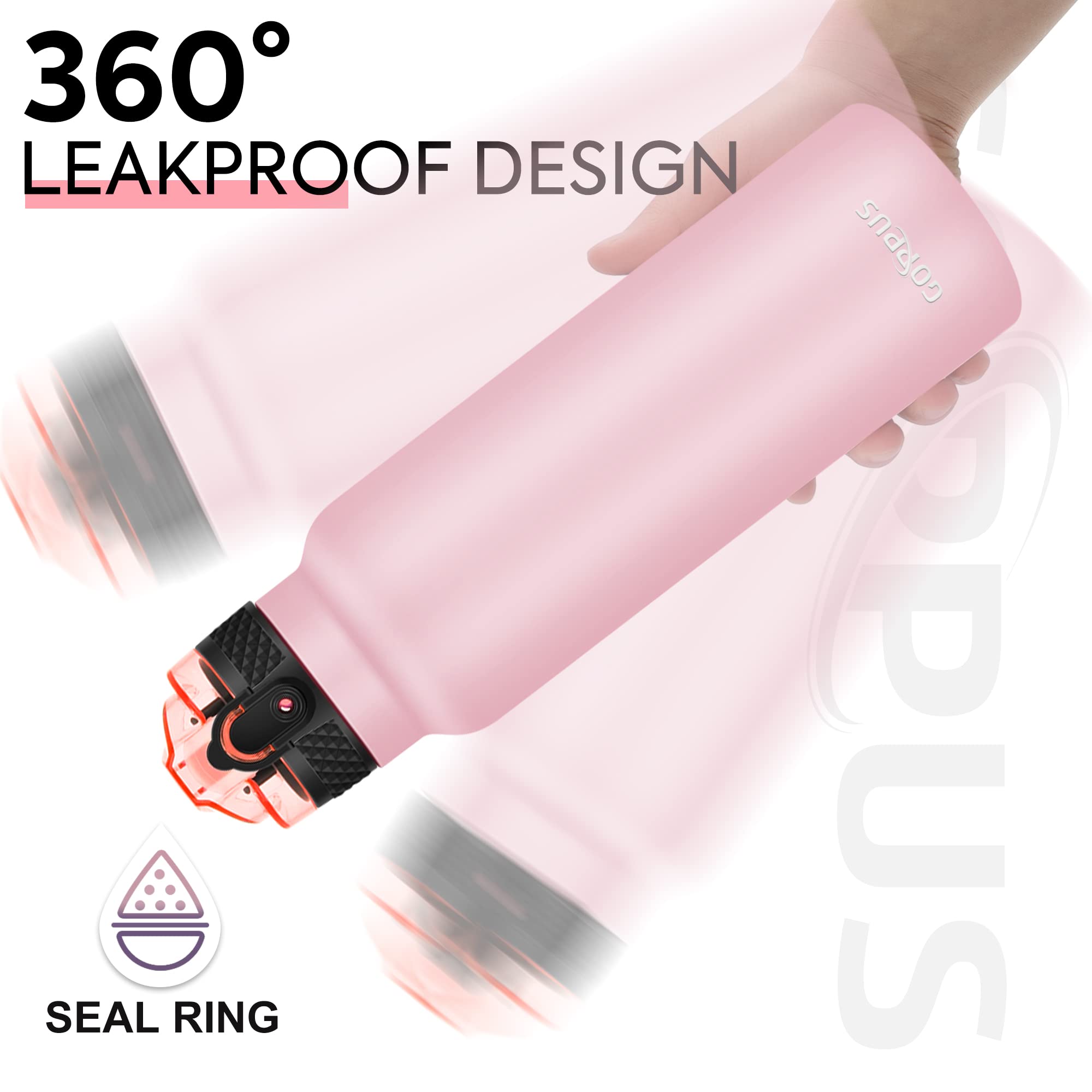 GOPPUS 750ml/26oz Stainless Steel Water Bottle with Straw - Double Wall Vacuum Insulated, Leakproof, BPA Free - Keeps Drinks Cold/Hot for 24 Hours - Comes with Strap & Flip Top Lid - Perfect for Gym, Hiking, Office & Outdoor Activities (Men & Women)