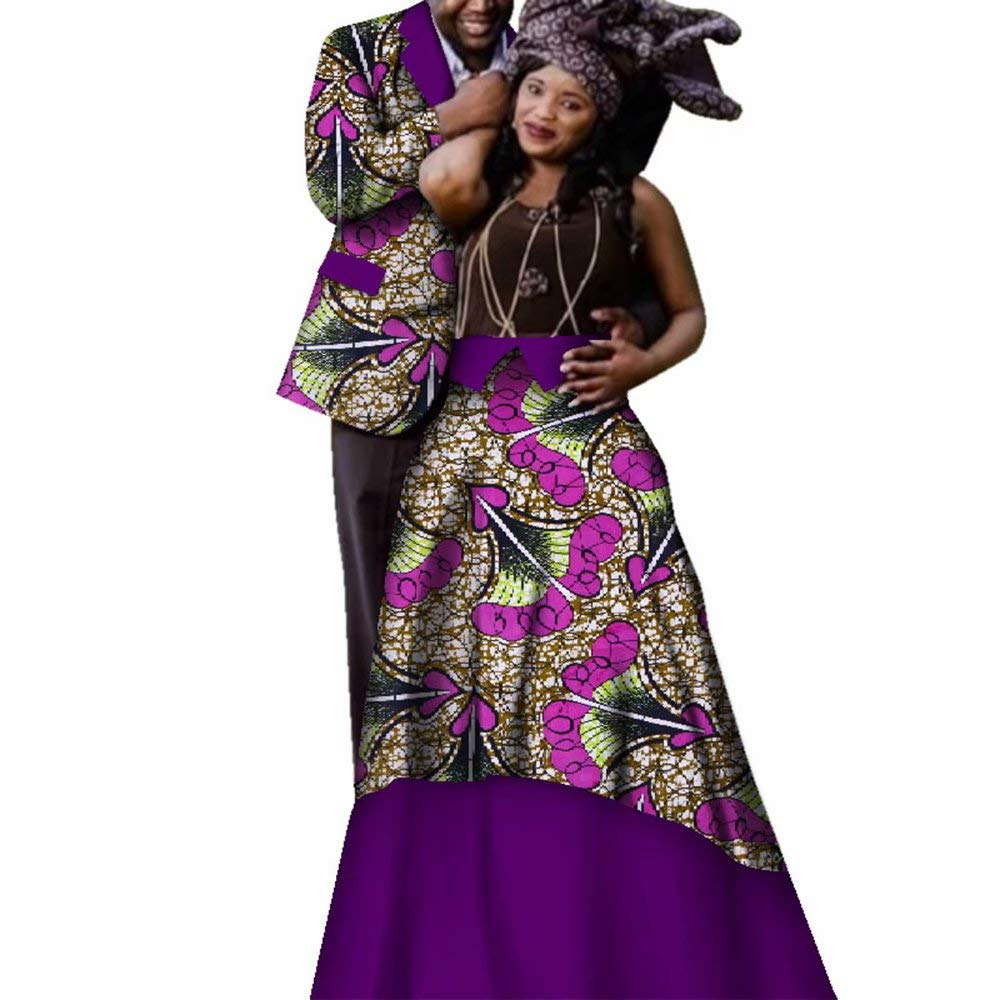 African Couple Wedding Outfits - Matching Blazer for Men & Long Skirt Dress for Women - Traditional Ceremonial Attire for Engagement, Vow Renewal and Cultural Events