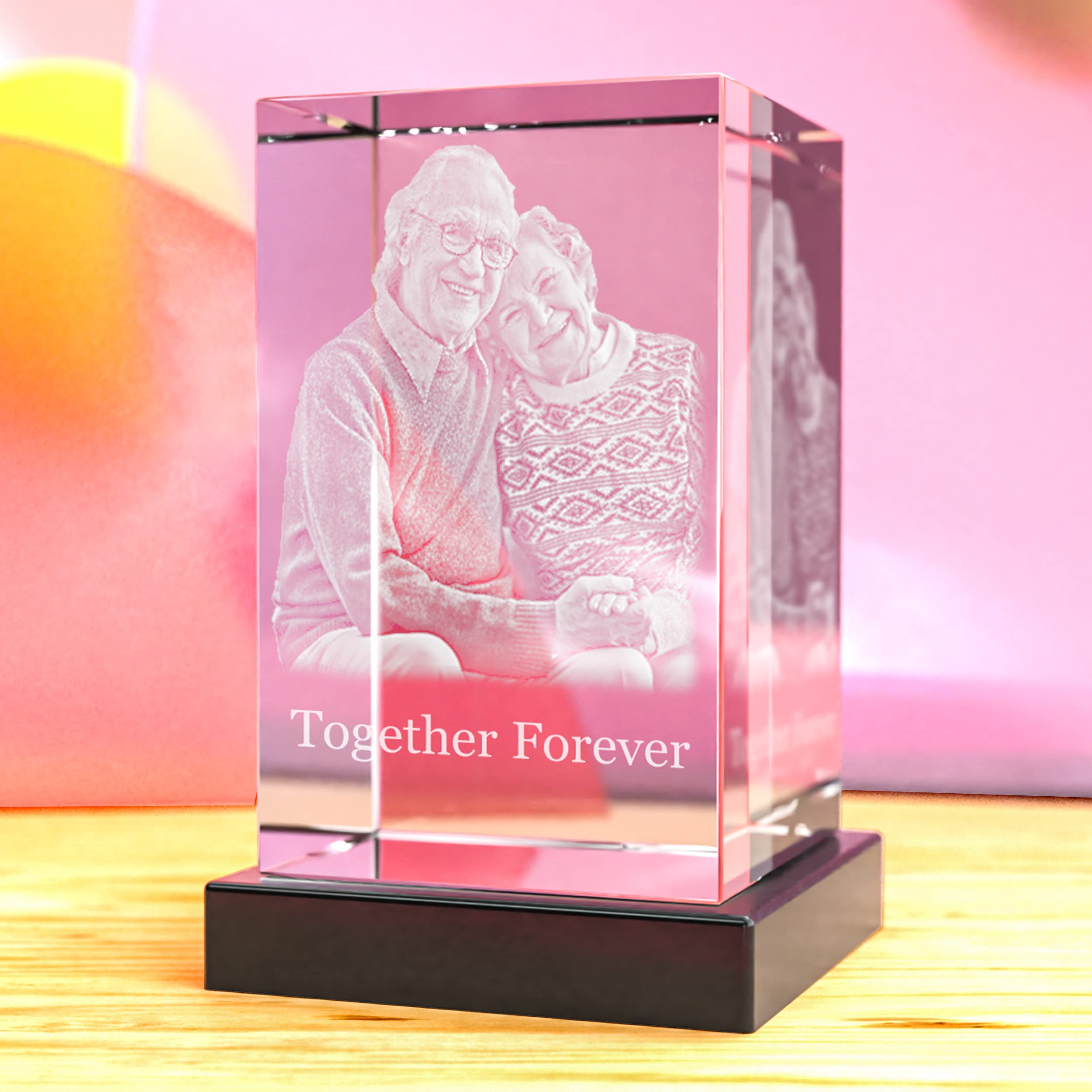 3D Laser Engraved Crystal Photo Gift - Personalized Custom Keepsake for Mom, Dad, Men & Women - Engraved Inside Landscape Crystal with Your Picture - Perfect for Christmas, Anniversary, Wedding & Special Occasions
