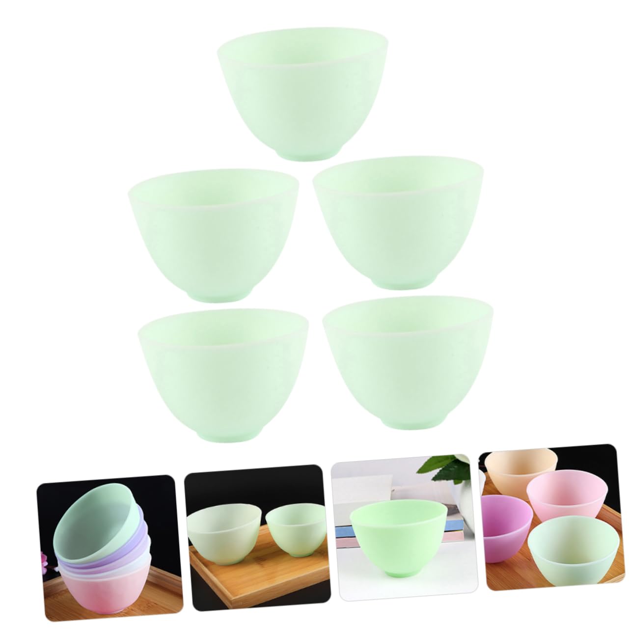 5-Piece Mask Mixing Tool Set - DIY Mask Holder Accessories for Salon, Face Mask Bowl, Cosmetics Mixing Bowl, Green Clay Mask Application - Perfect for Spa, Beauty Salon & At-Home Skincare Routines