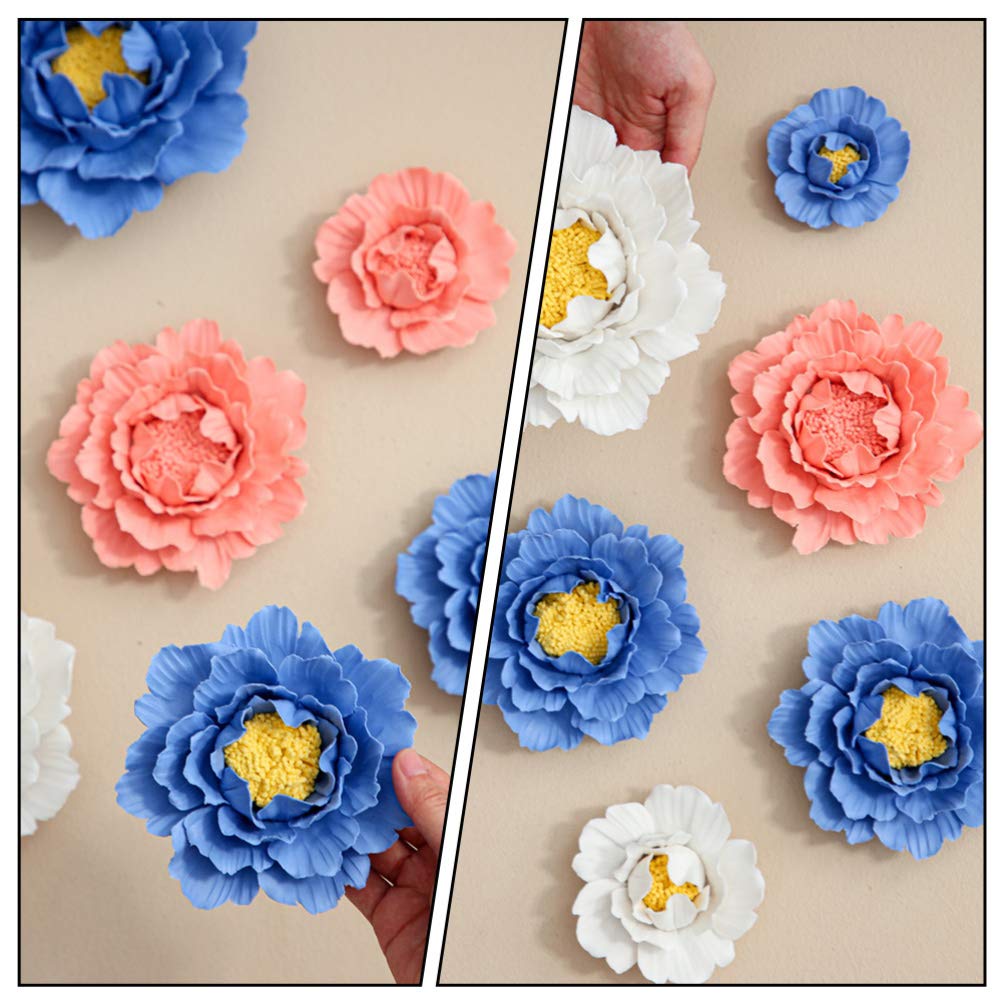 WINOMO Handmade 3D Ceramic Peony Flower Wall Art - Elegant Home Decor for Living Room, Bedroom, Hallway | Perfect Wall Mount Background for Wedding, Party & Interior Design